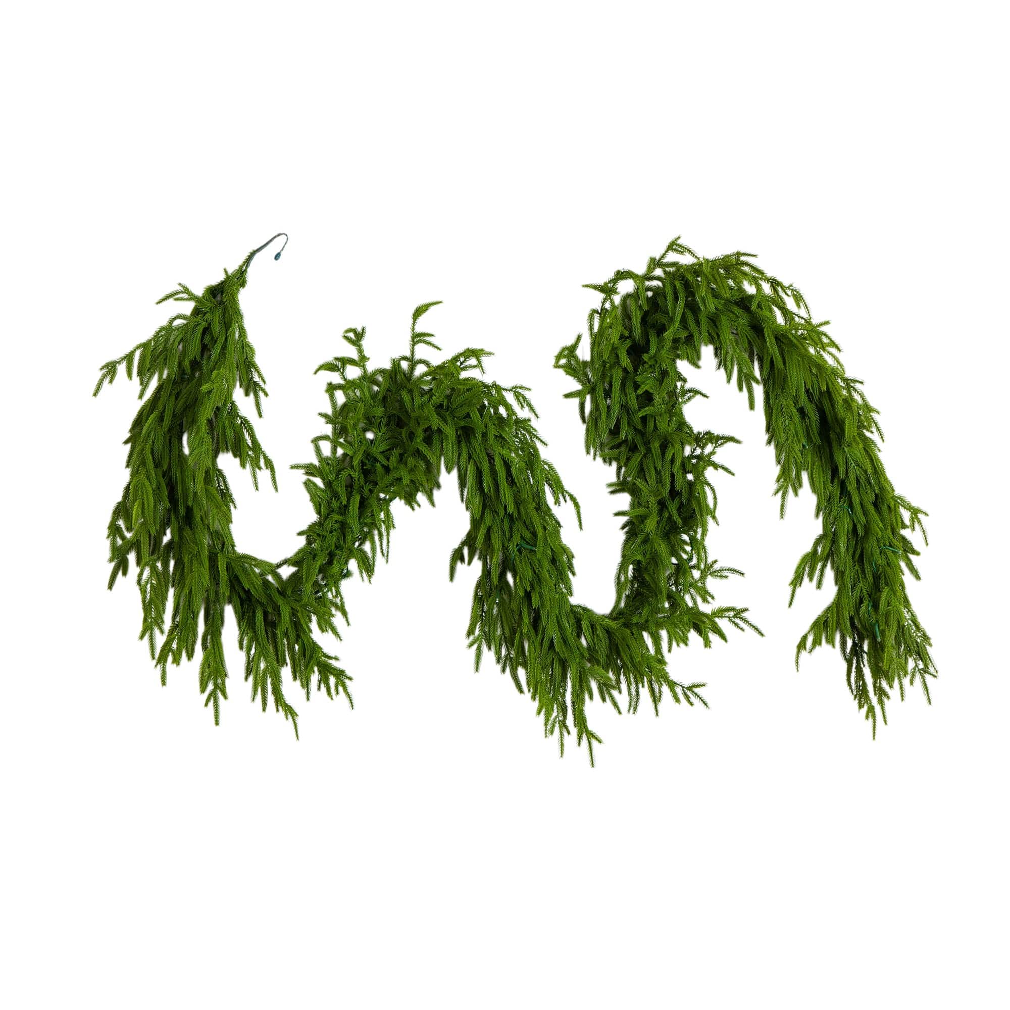 9ft. Pre-Lit Artificial Real Touch Norfolk Island Pine Garland with 50 Warm White LED Lights and Natural Look