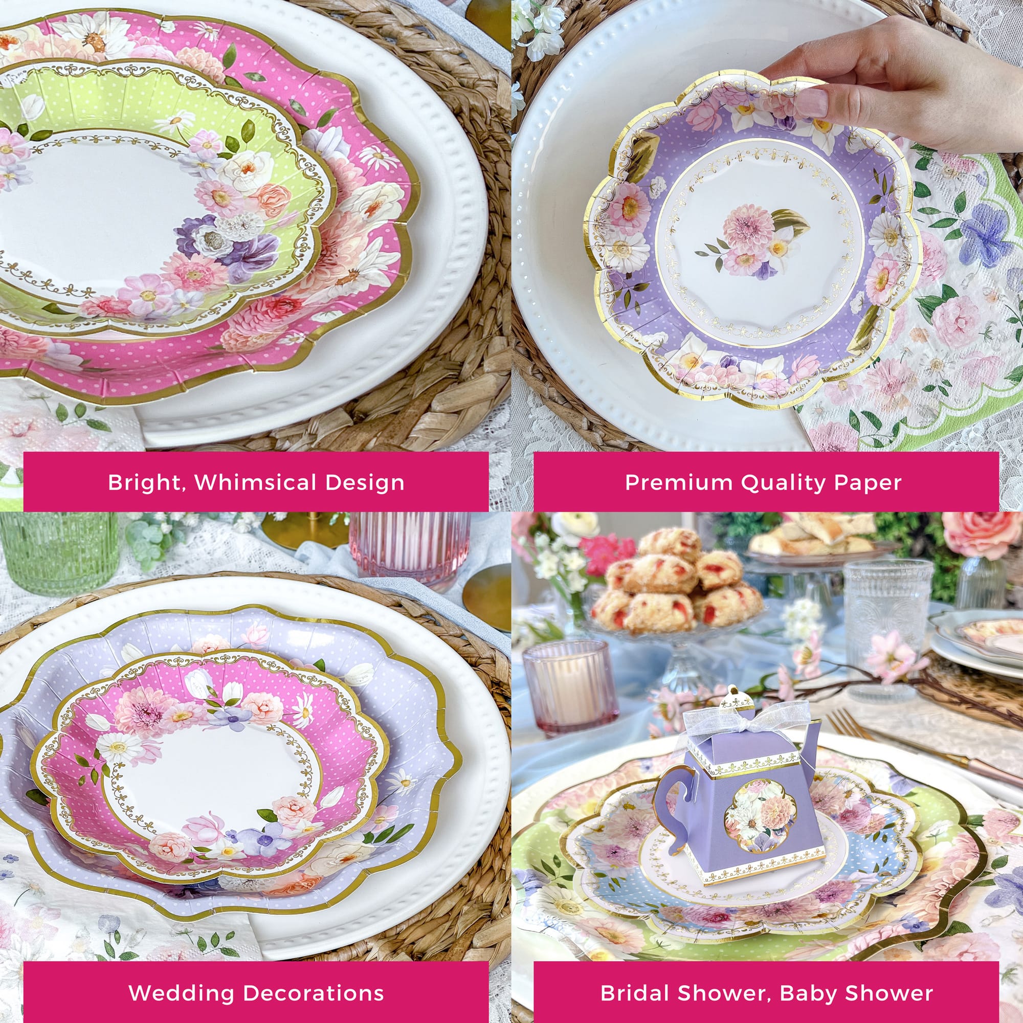Kate Aspen® 7" Vintage Floral Tea Party Paper Plates, 16ct.