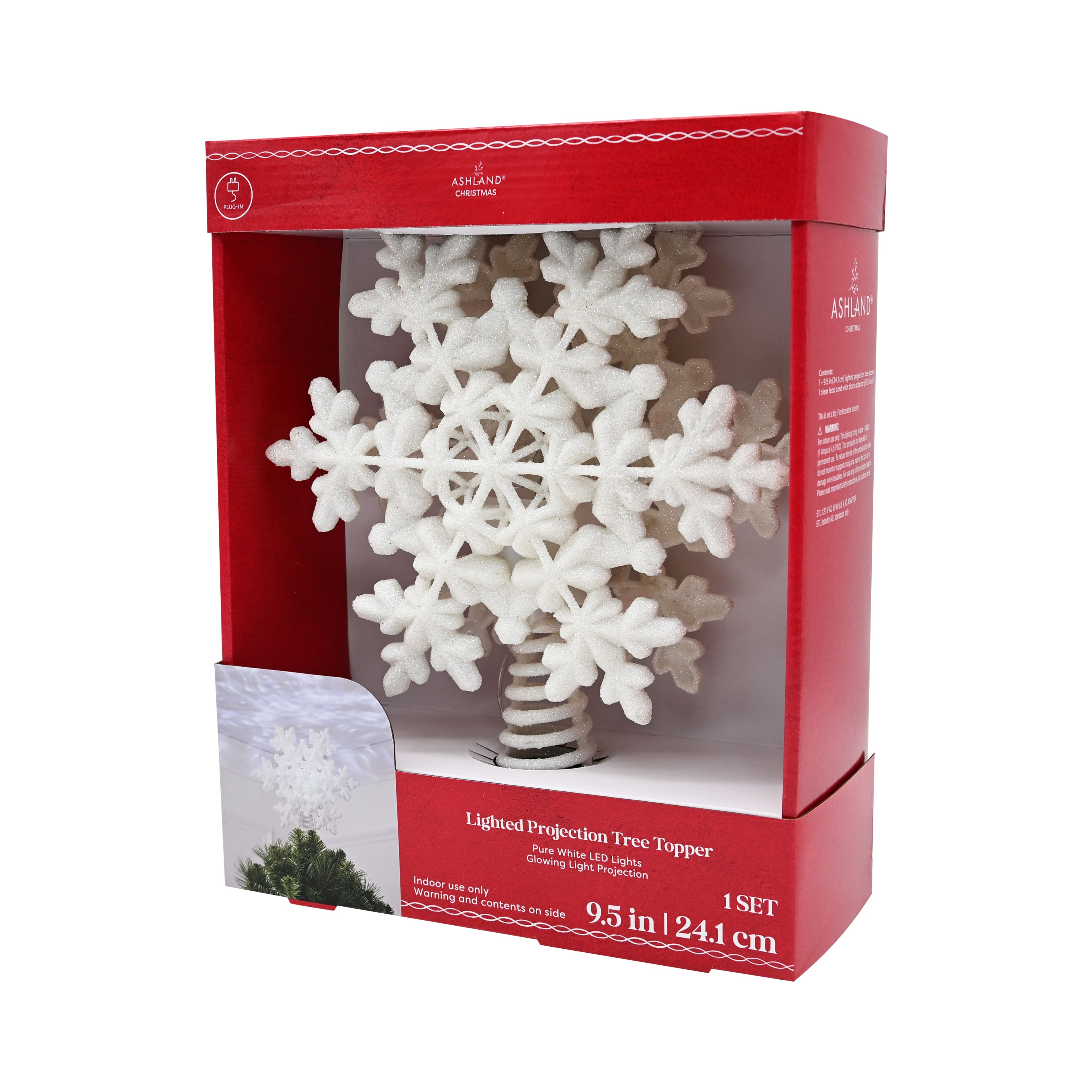 9.5" Glitter Snowflake Lighted Projection Tree Topper by Ashland®