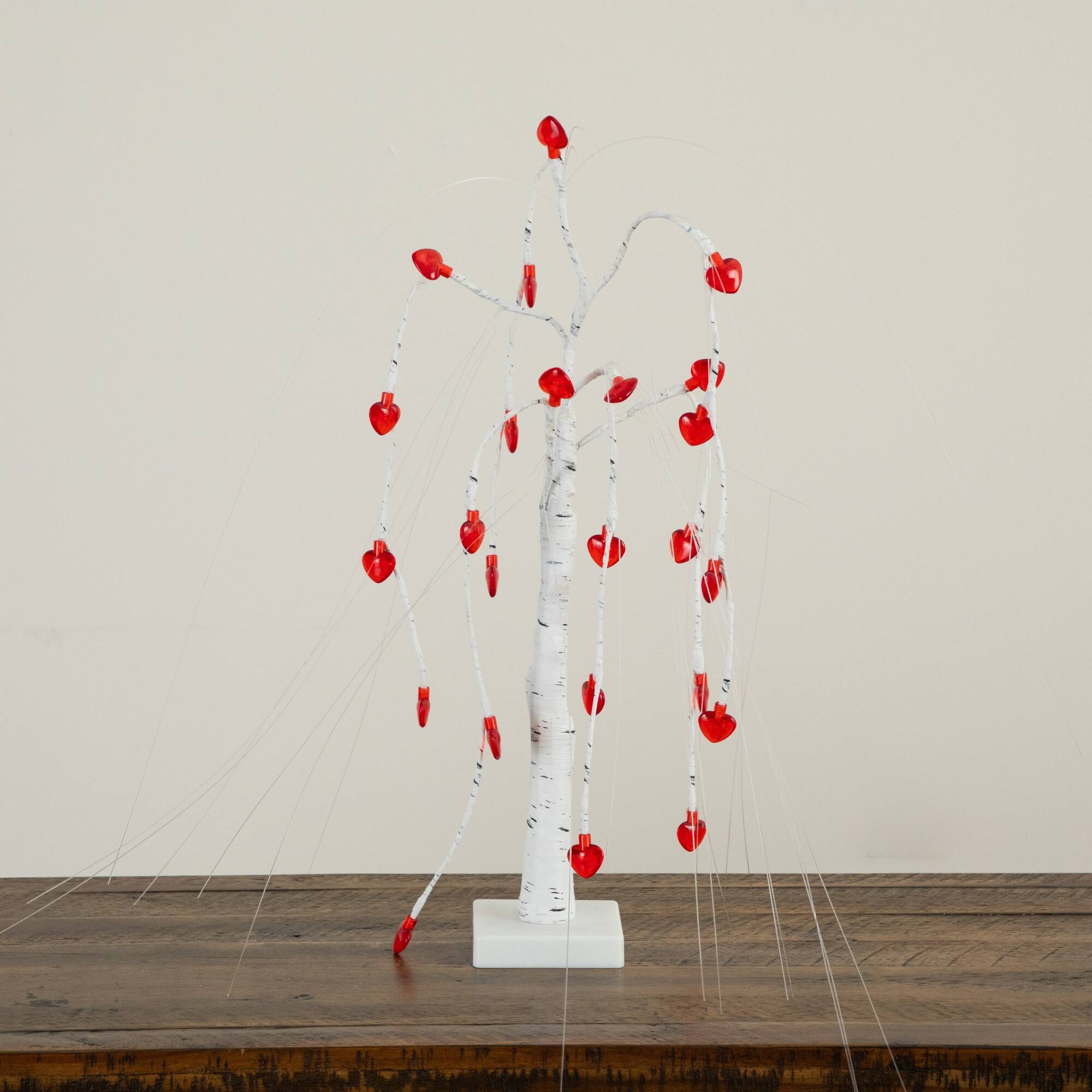 2ft. Pre-Lit Artificial Valentine's Day Willow Tree with 24 Heart Shaped LED Lights