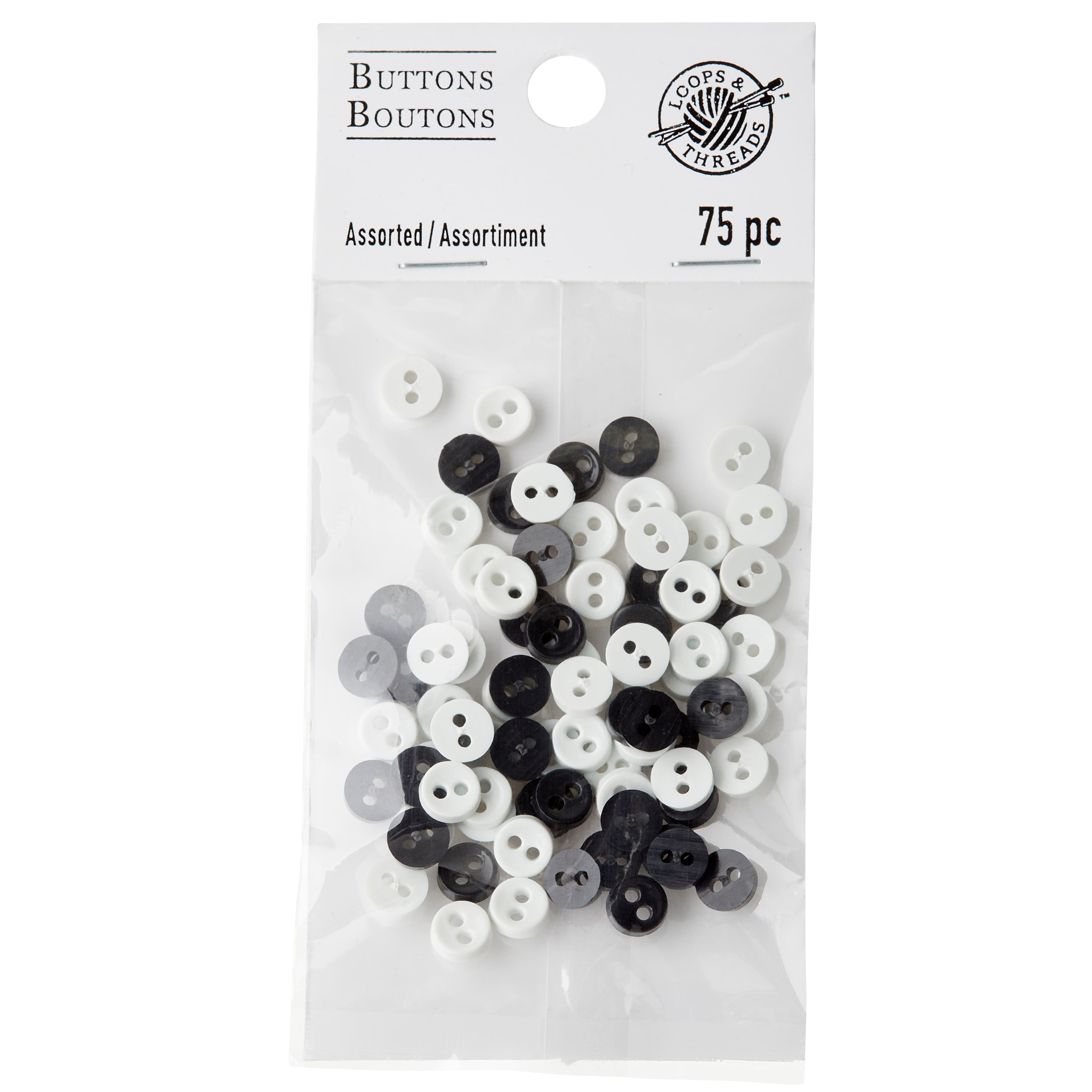 12 Packs: 75 ct. (900 total) Favorite Findings&#x2122; 1/4&#x22; Black &#x26; White Buttons