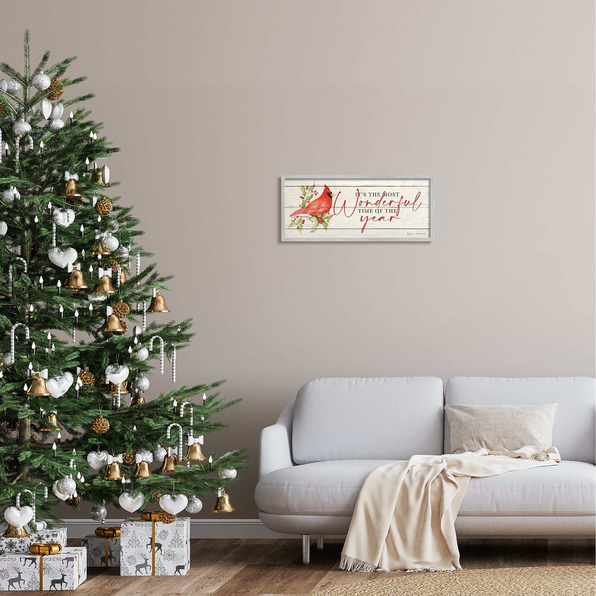 Stupell Industries Most Wonderful Time Cardinal Framed Giclee Art