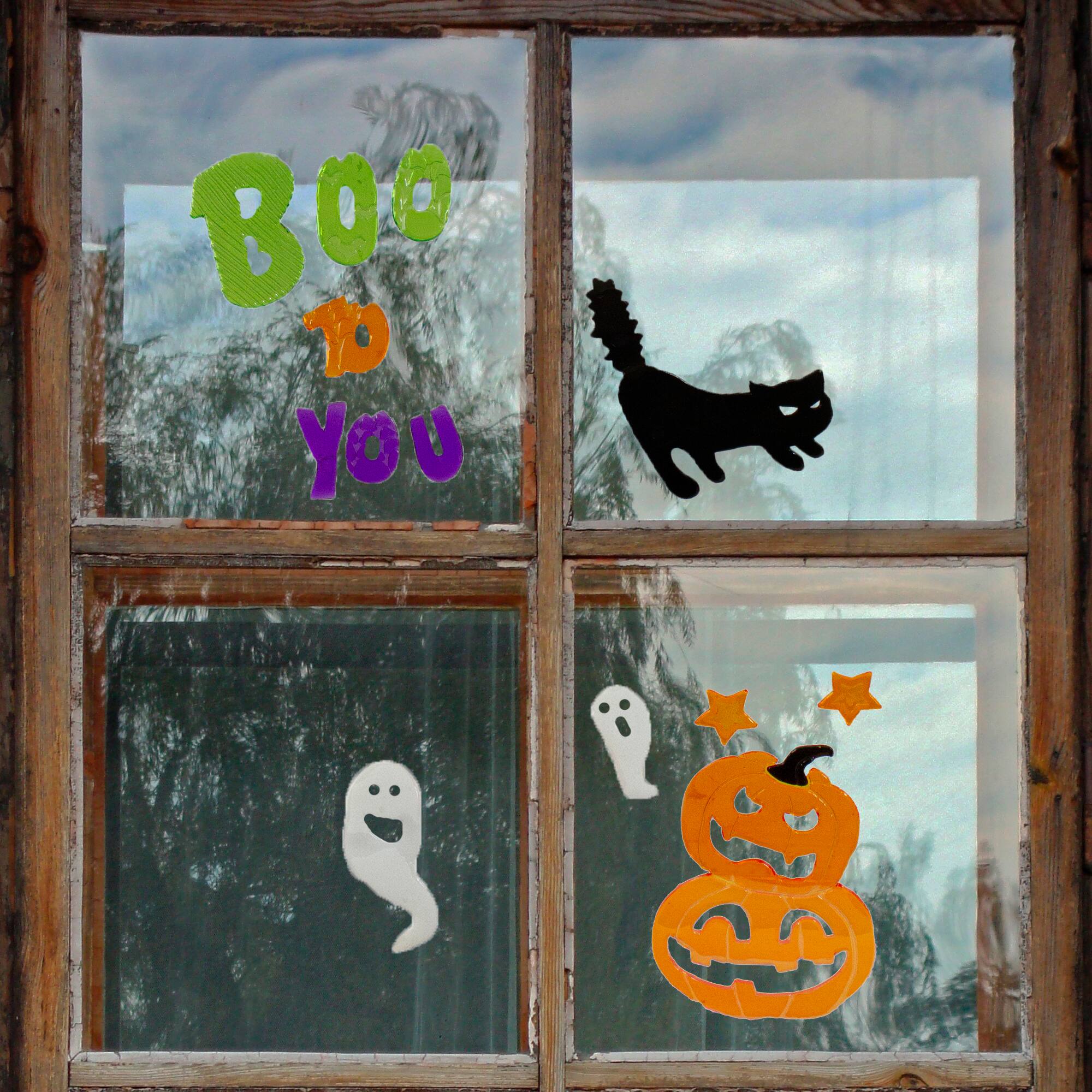 Green &#x26; Orange Boo To You Halloween Gel Window Clings