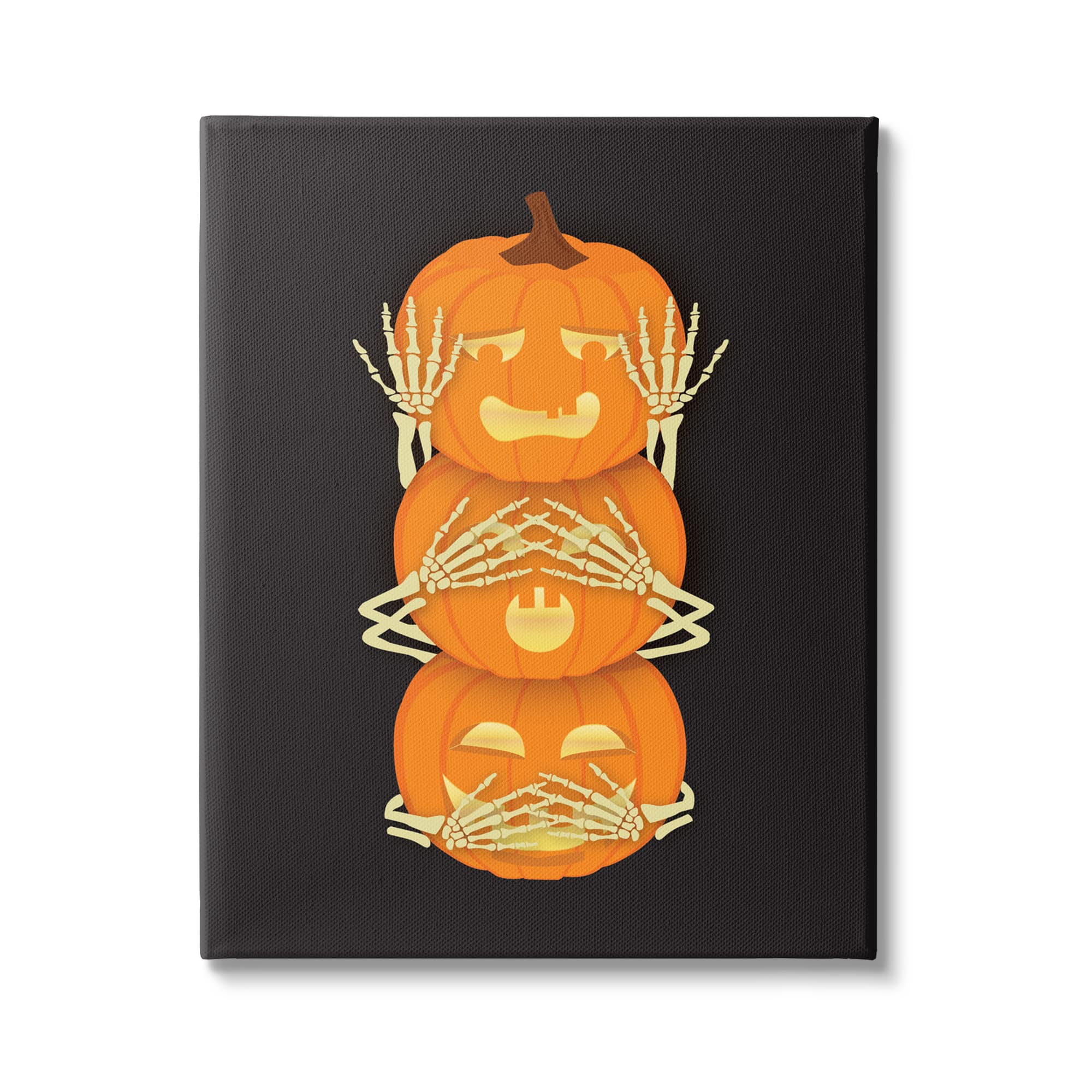 Stupell Industries Hear See Speak No Evil Pumpkins Canvas Wall Art
