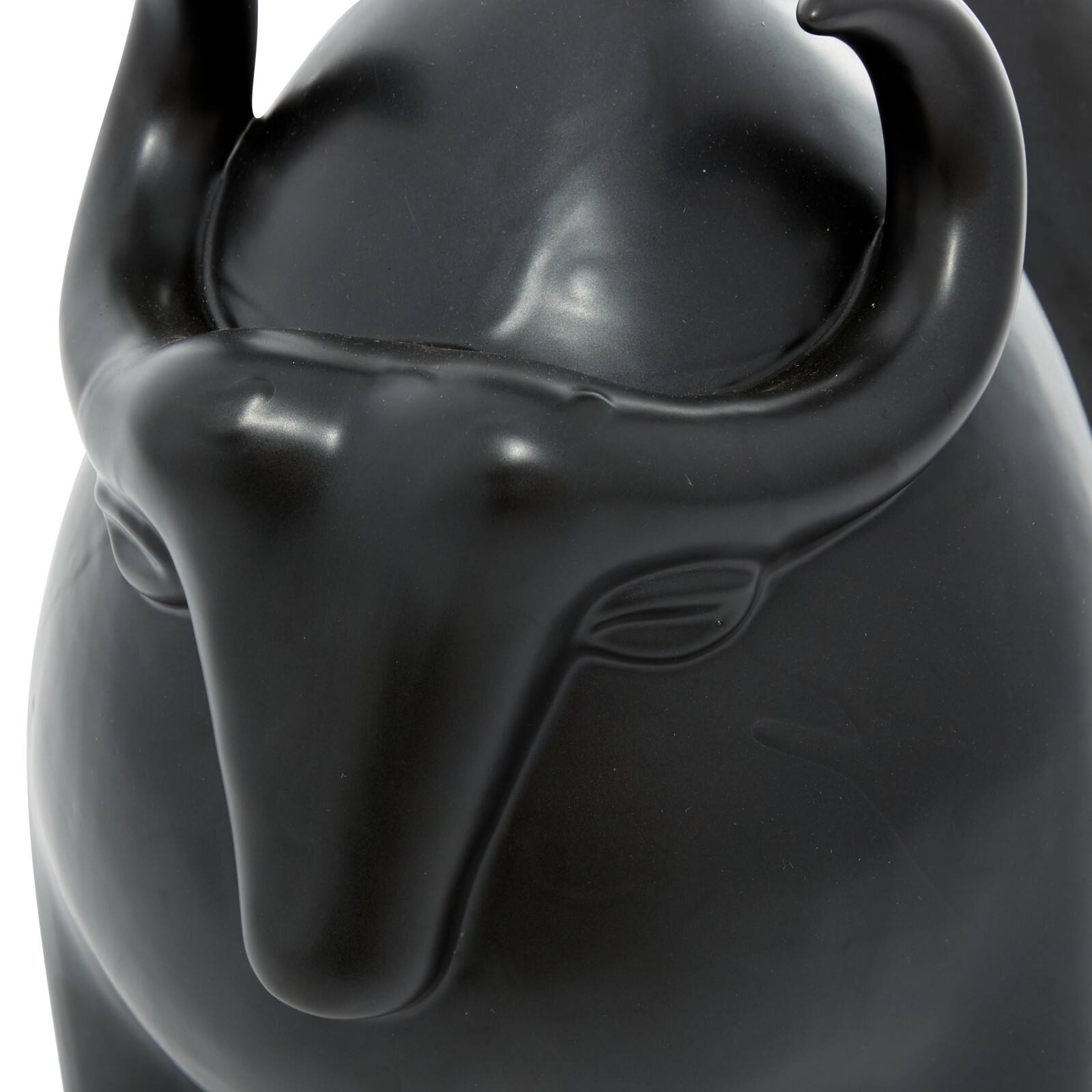 Black Porcelain Contemporary Buffalo Sculpture, 11&#x22; x 8&#x22; x 16&#x22;