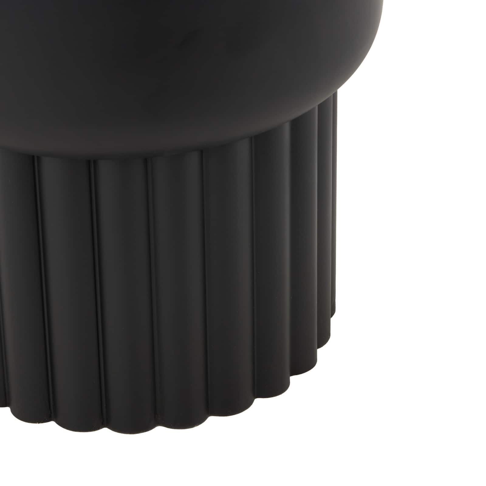 18.75" Black Metal Ribbed Side End Accent Table with White Marble Tabletop