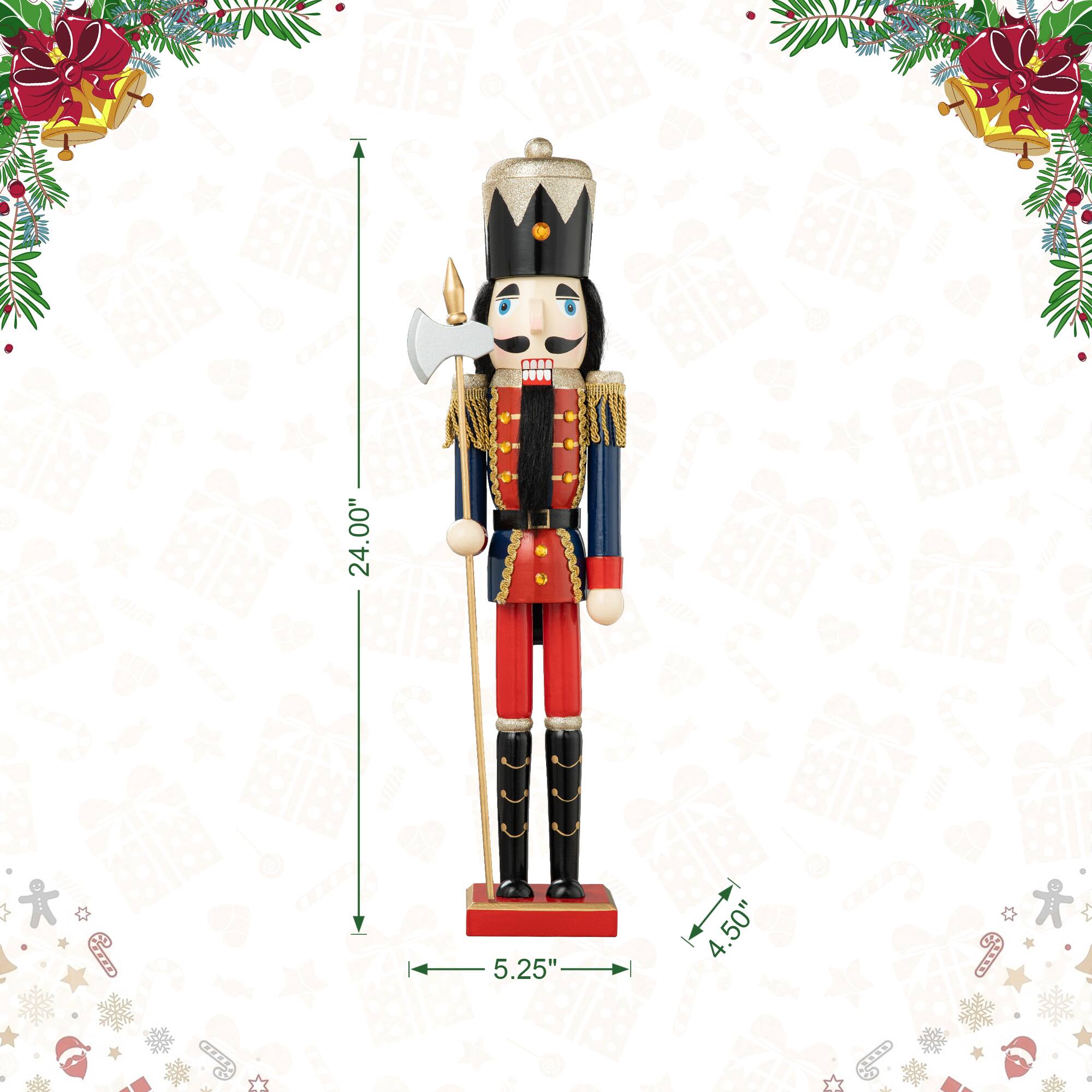 Glitzhome® 24" Wooden Christmas Soldier Nutcracker