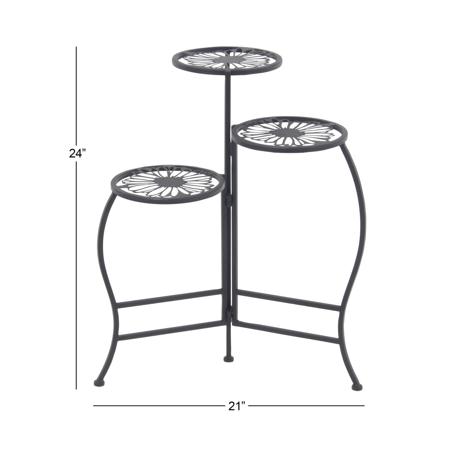 2ft. Black Flower Metal Traditional Plantstand