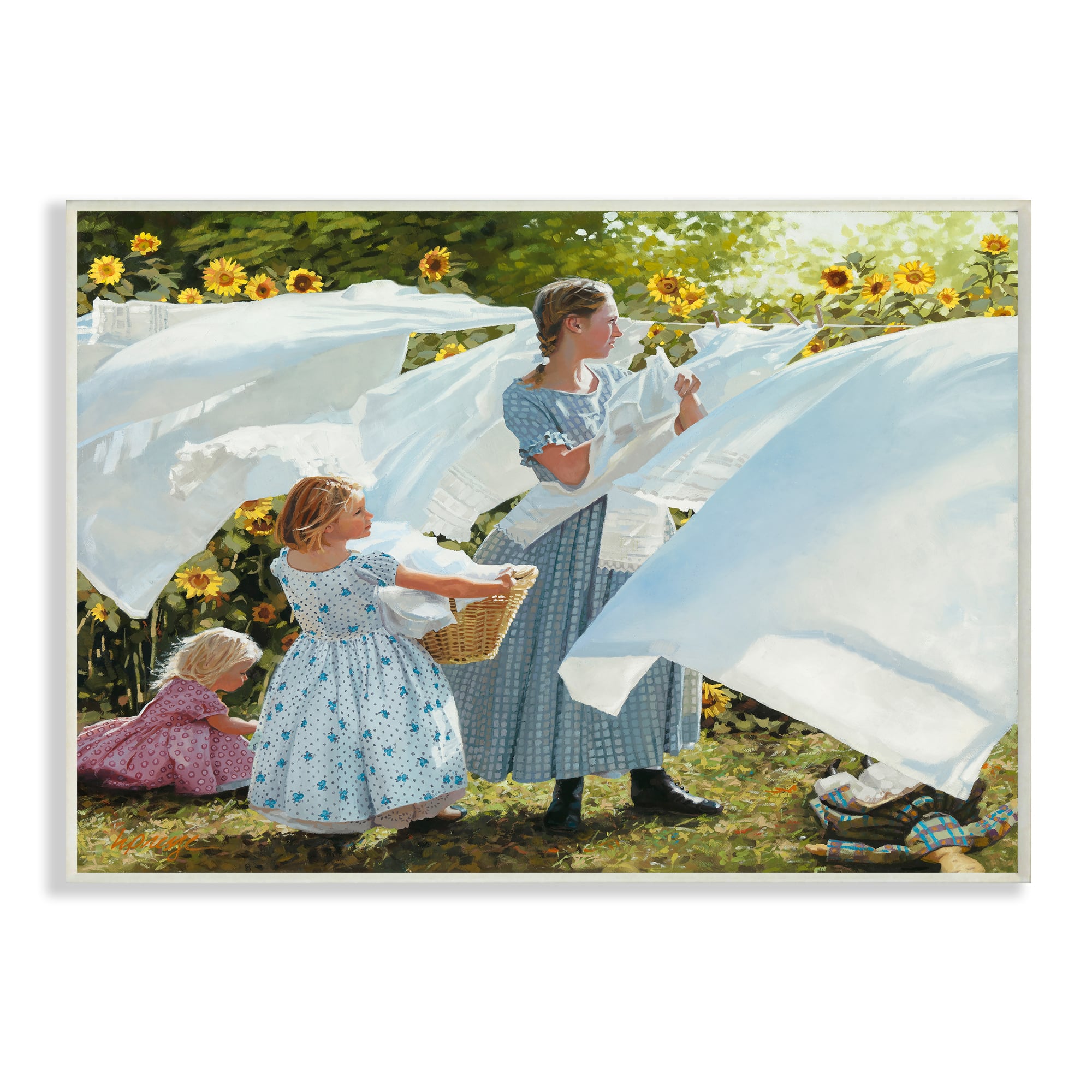 Stupell Industries Farm Children Doing Laundry Wall Plaque