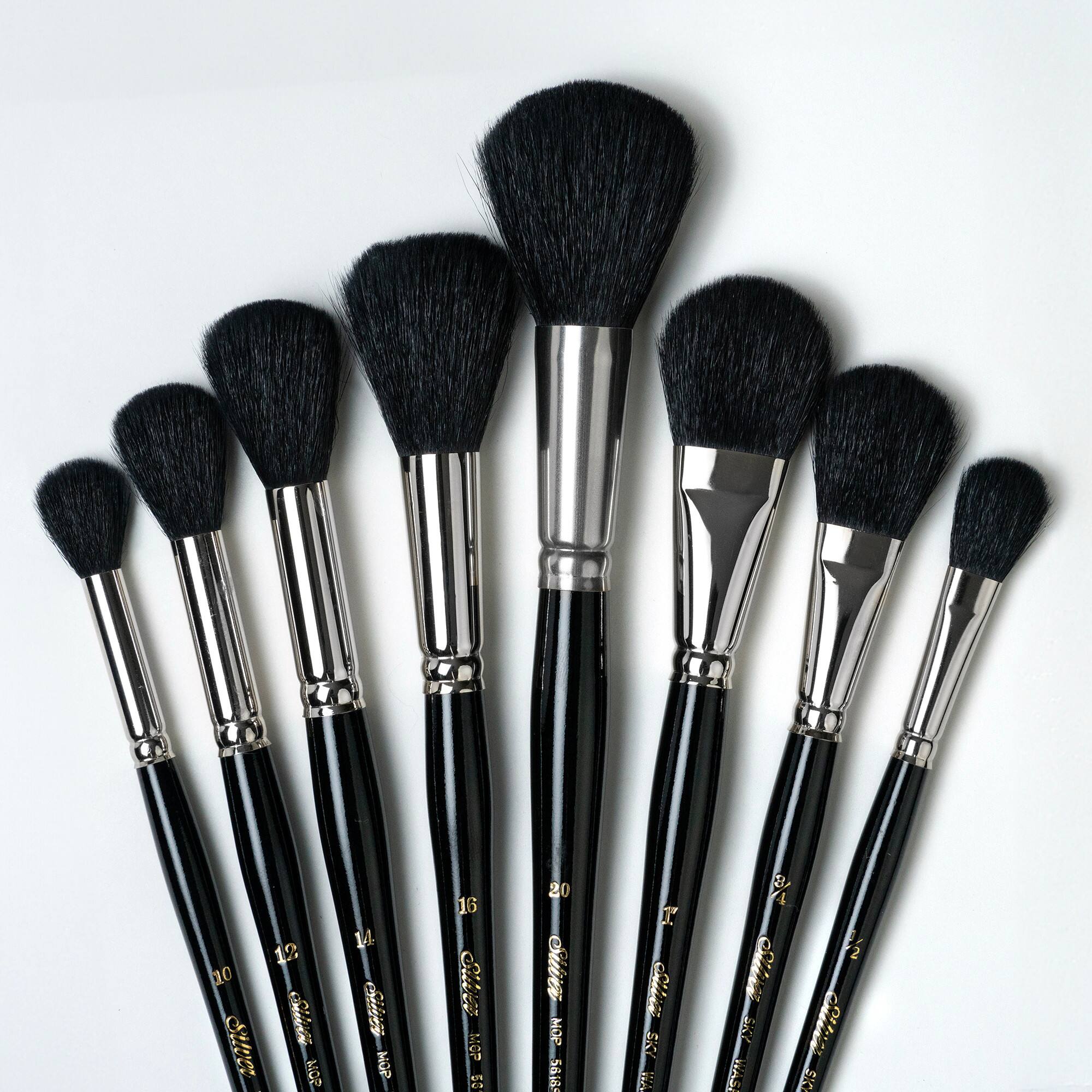 Silver Brush Limited Silver Mops™ 8 Piece Round and Oval Black Brush Set