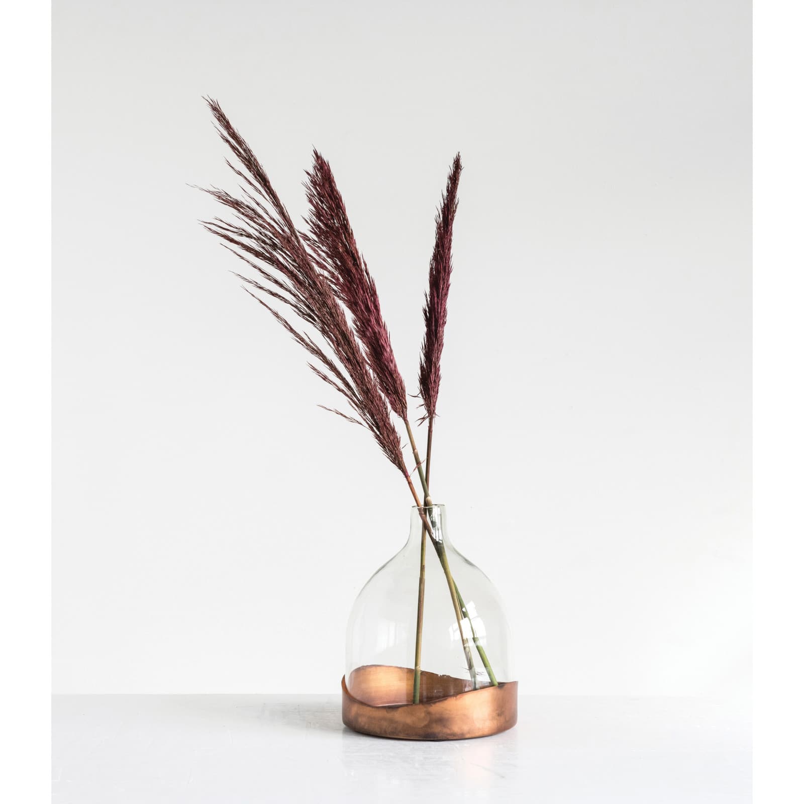 Glass Cloche with Antique Copper Metal Tray