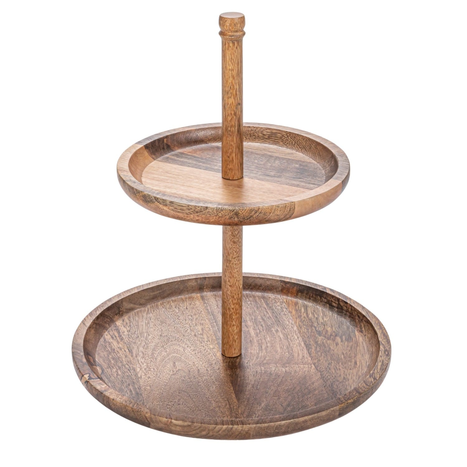Hello Honey&#xAE; 16&#x22; Round Natural Mango Wood 2-Tier Tray