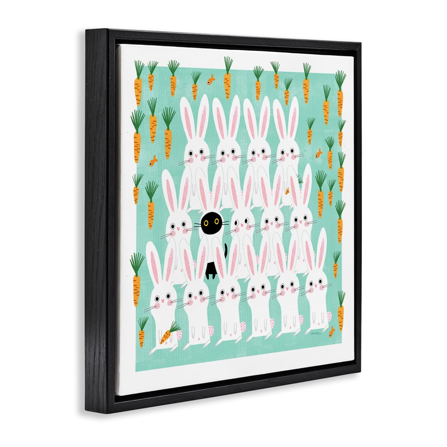 Stupell Industries Cat Mixed with Bunnies Floater Framed Art