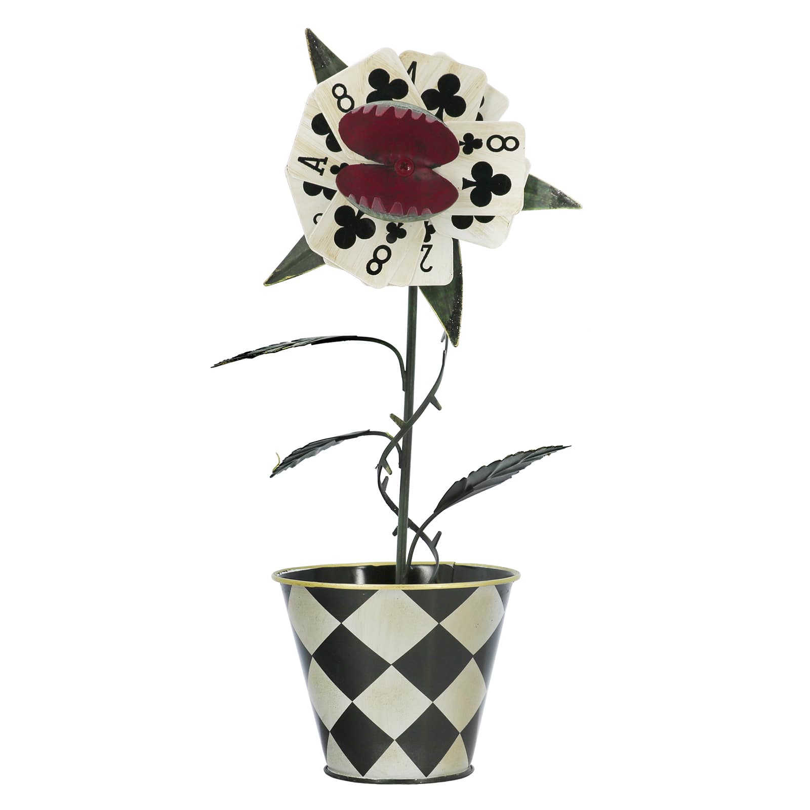 11.75" Clubs Playing Card Flytrap in Diamond Pot Tabletop Décor by Ashland®