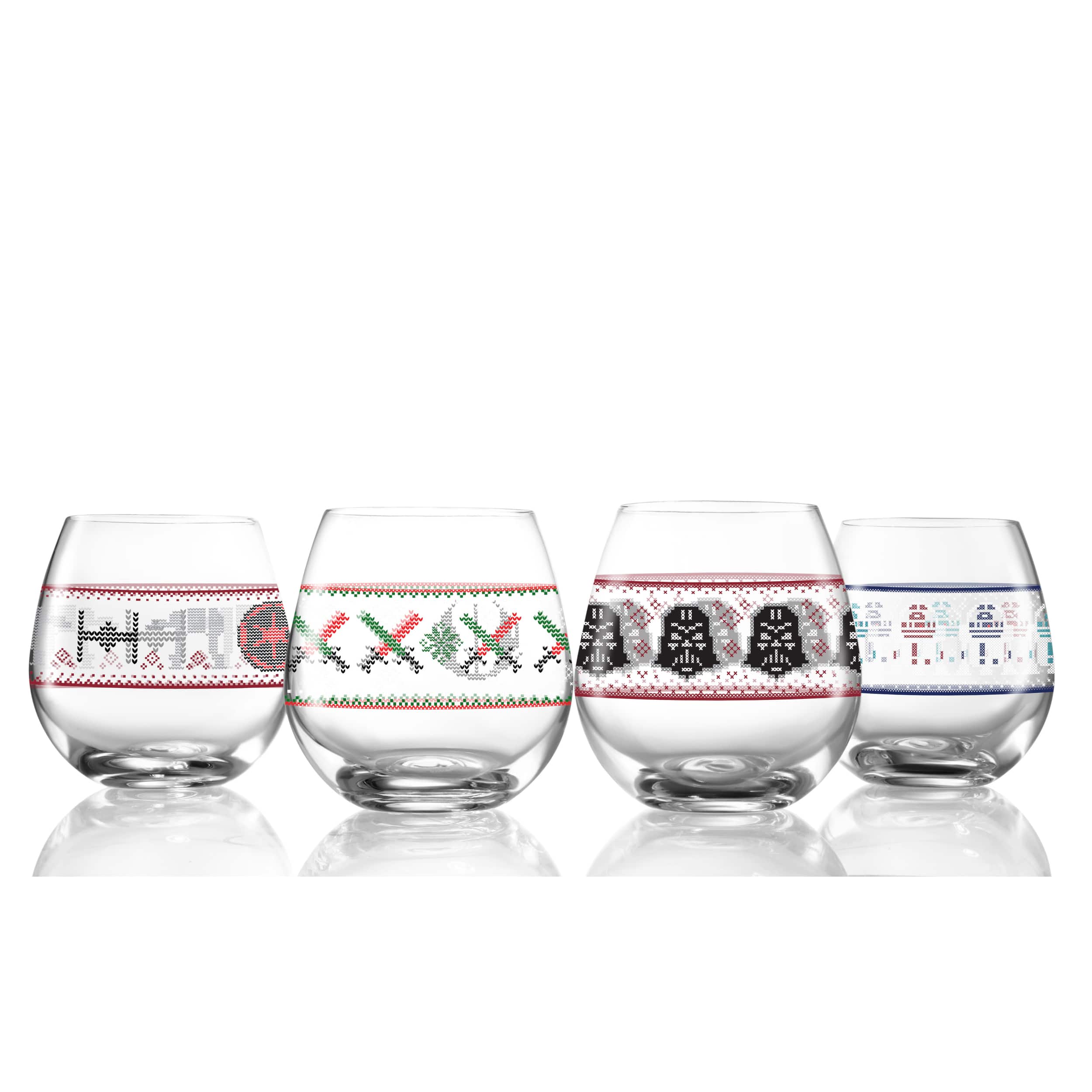 JoyJolt&#xAE; Star Wars&#x2122; 15oz. Ugly Sweater Collection Stemless Drinking Glass, 4ct.