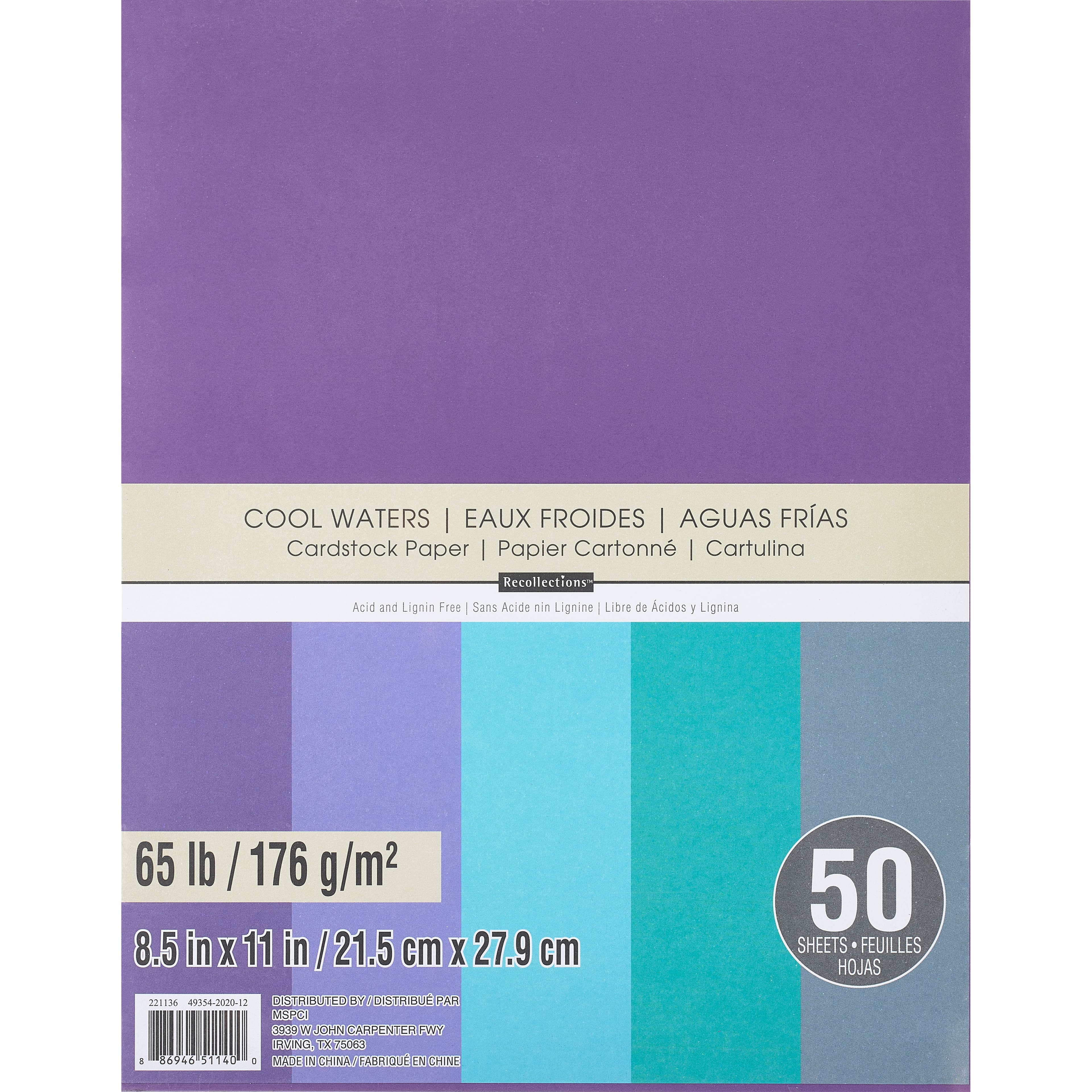 12 Packs: 50 ct. (600 total) Cool Water 8.5&#x22; x 11&#x22; Cardstock Paper by Recollections&#x2122;