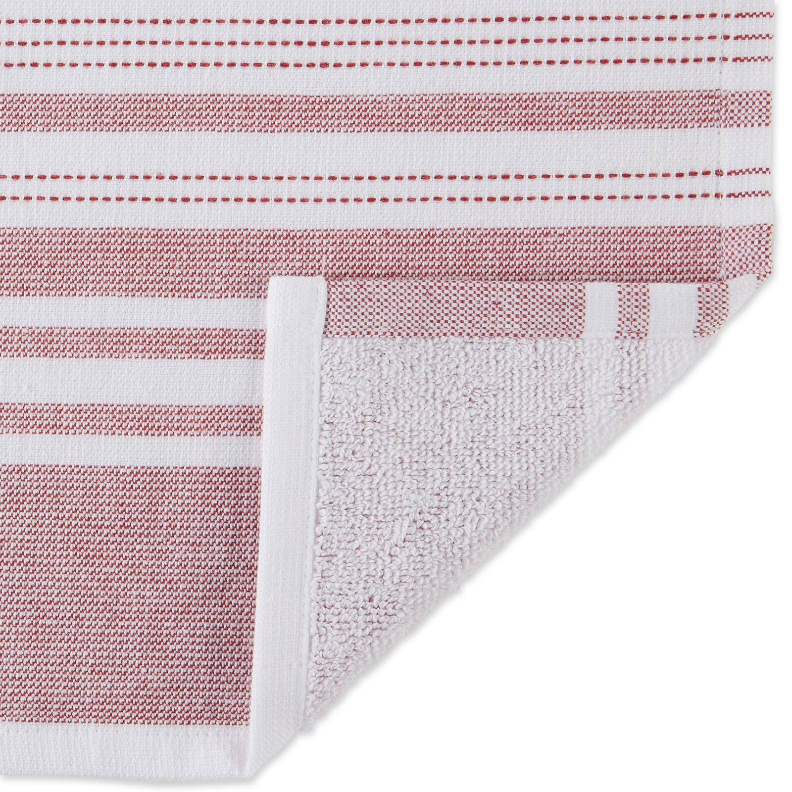 DII® Barn Red Variegated Stripe Terry Dishtowels, 3ct.