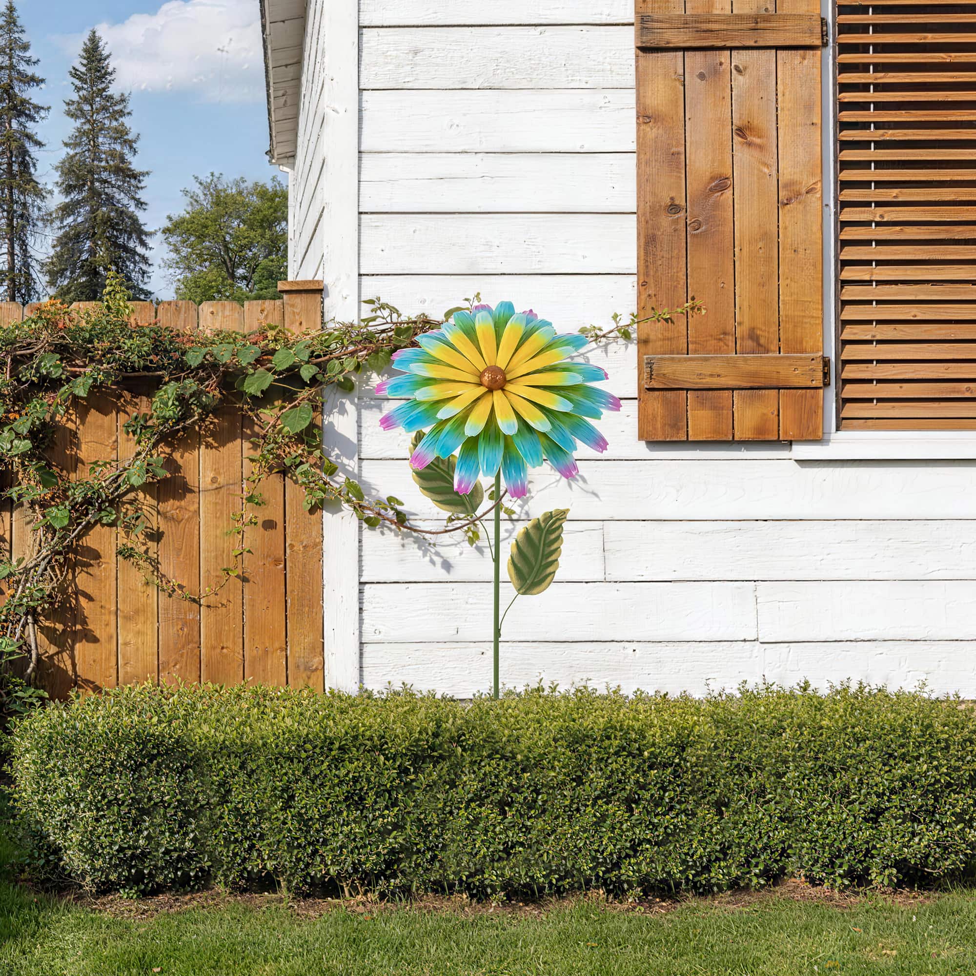 Glitzhome® 41" Multi Garden Painted Metal Flower Garden Yard Stake