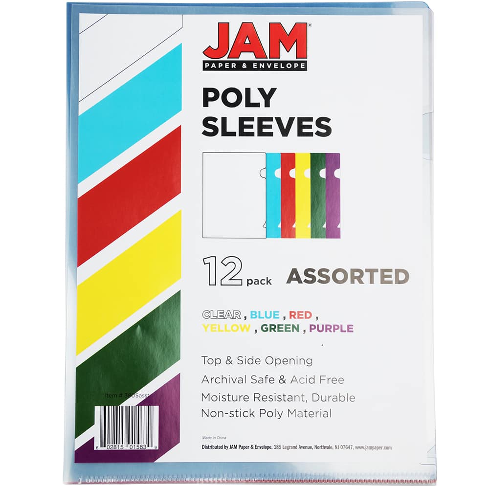 JAM Paper 9" x 11.5" Plastic Sleeve Page Protectors, 12ct.