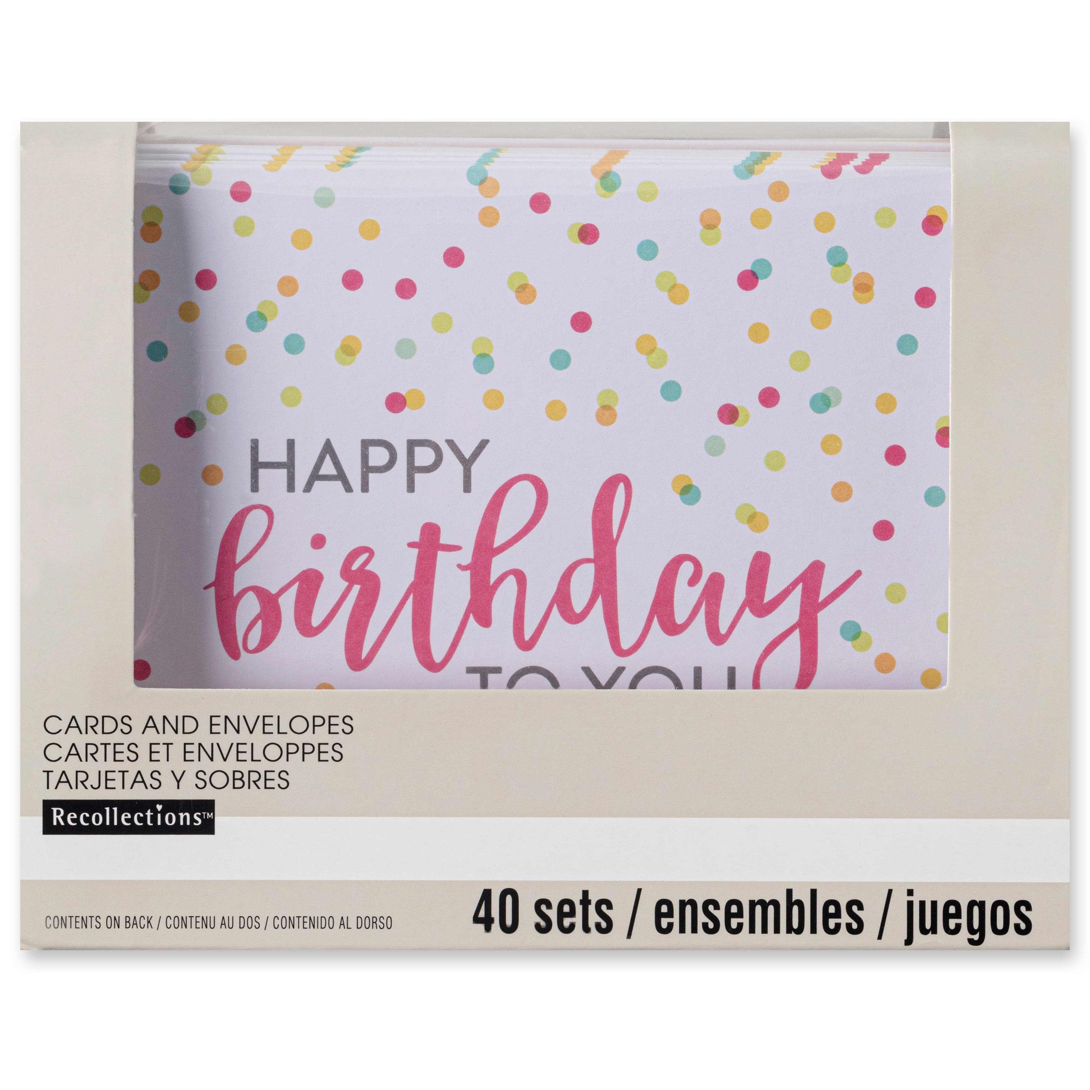 12 Packs: 40 ct. (480 total) Happy Birthday Cards &#x26; Envelopes by Recollections&#x2122;, 4.25&#x22; x 5.5&#x22;