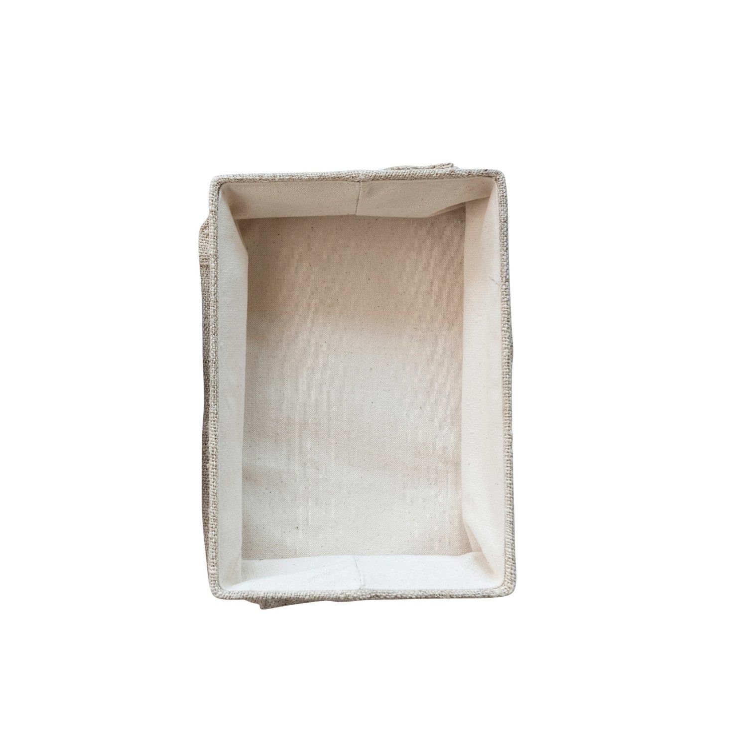 Hello Honey® Large Natural Rectangular Hemp Fiber & Metal Bin with Cotton Canvas Lining & Handle