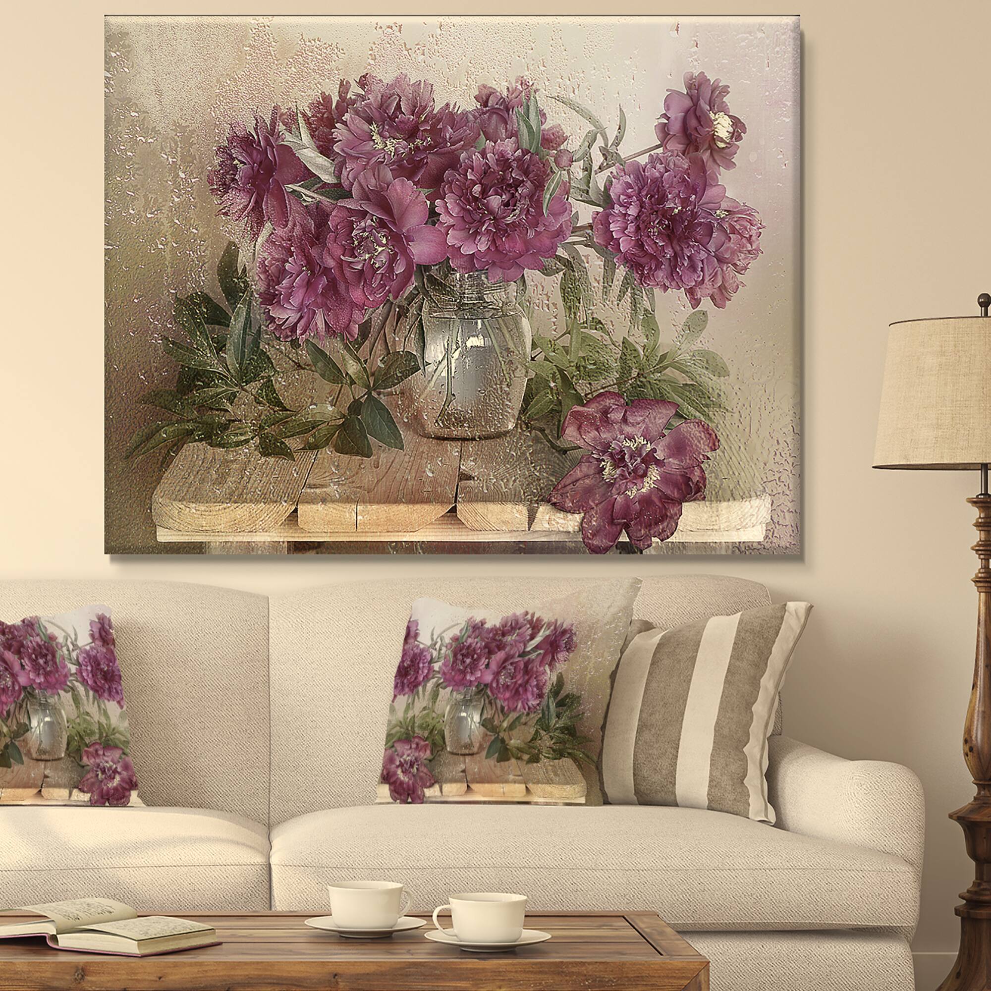 Designart - Bouquet of Pink Peonies - Floral Art Canvas Print