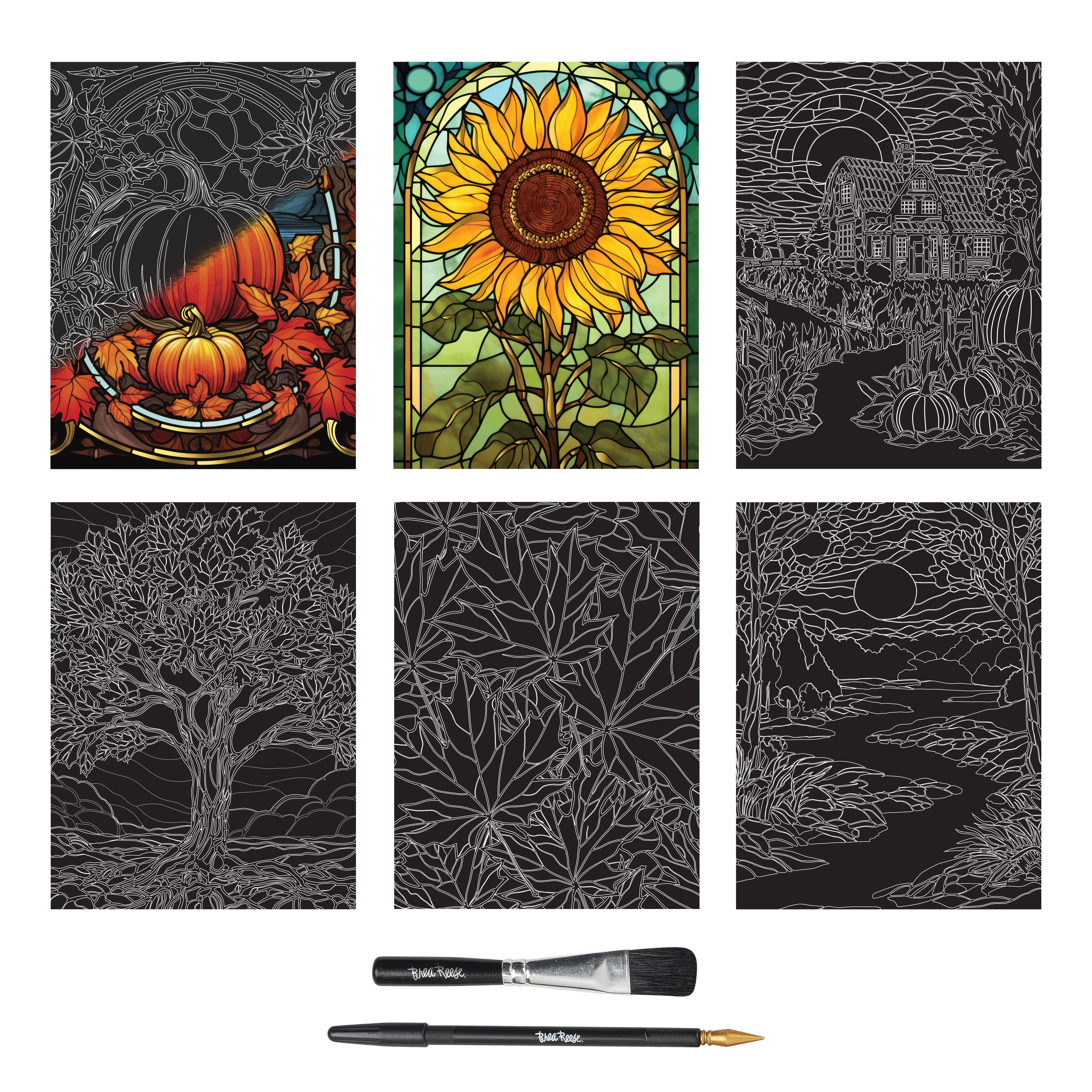 Brea Reese™ 9" x 12" Stained Glass Fall Scratch Art Paper Pad