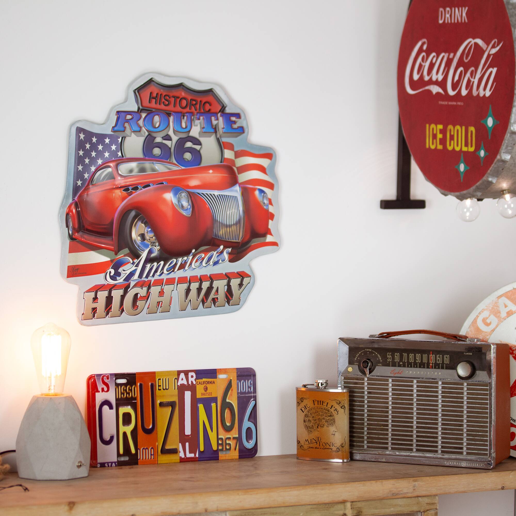 Historic Route 66 America&#x27;s Highway Embossed Metal Sign