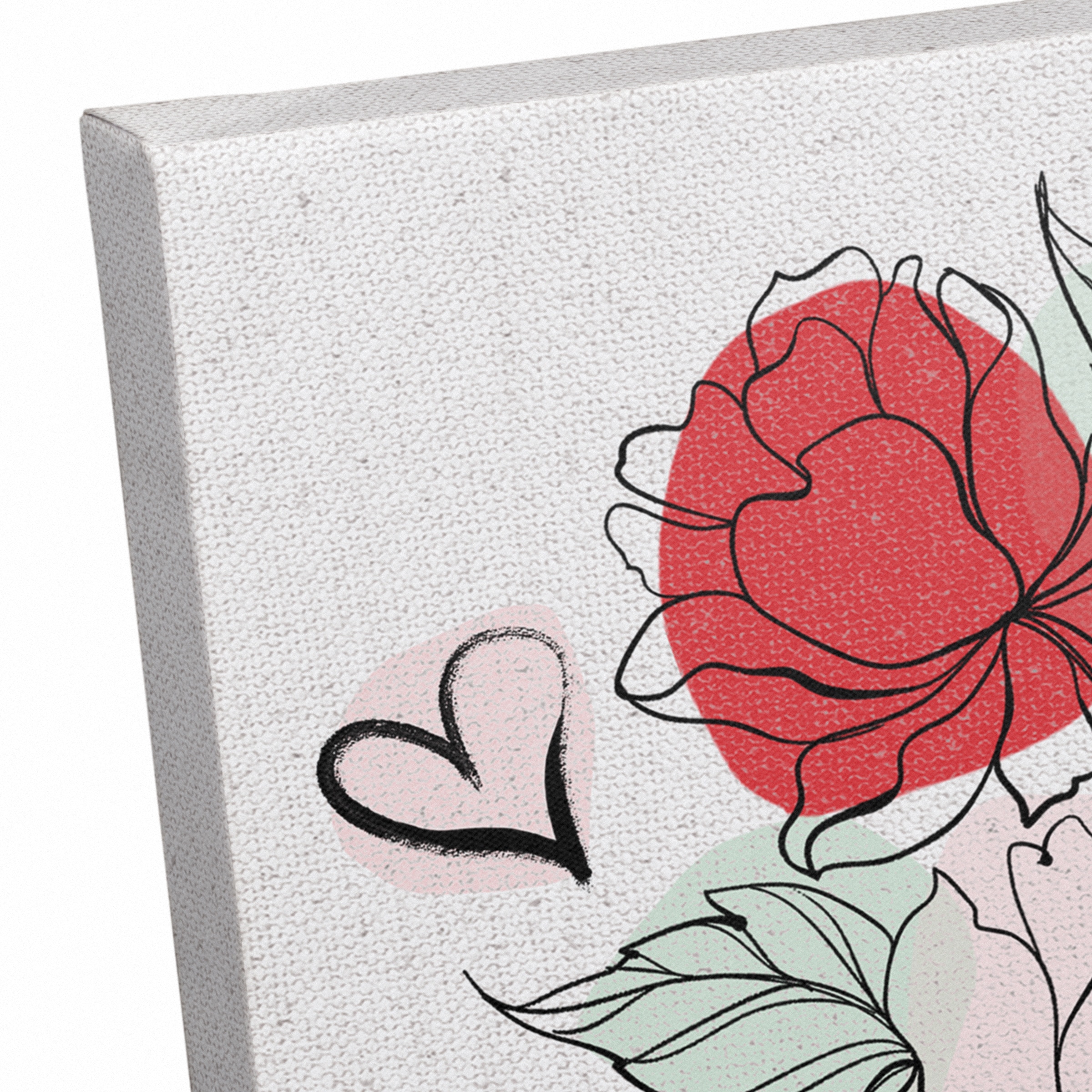 Love Grows Here Floral Canvas Wall Art