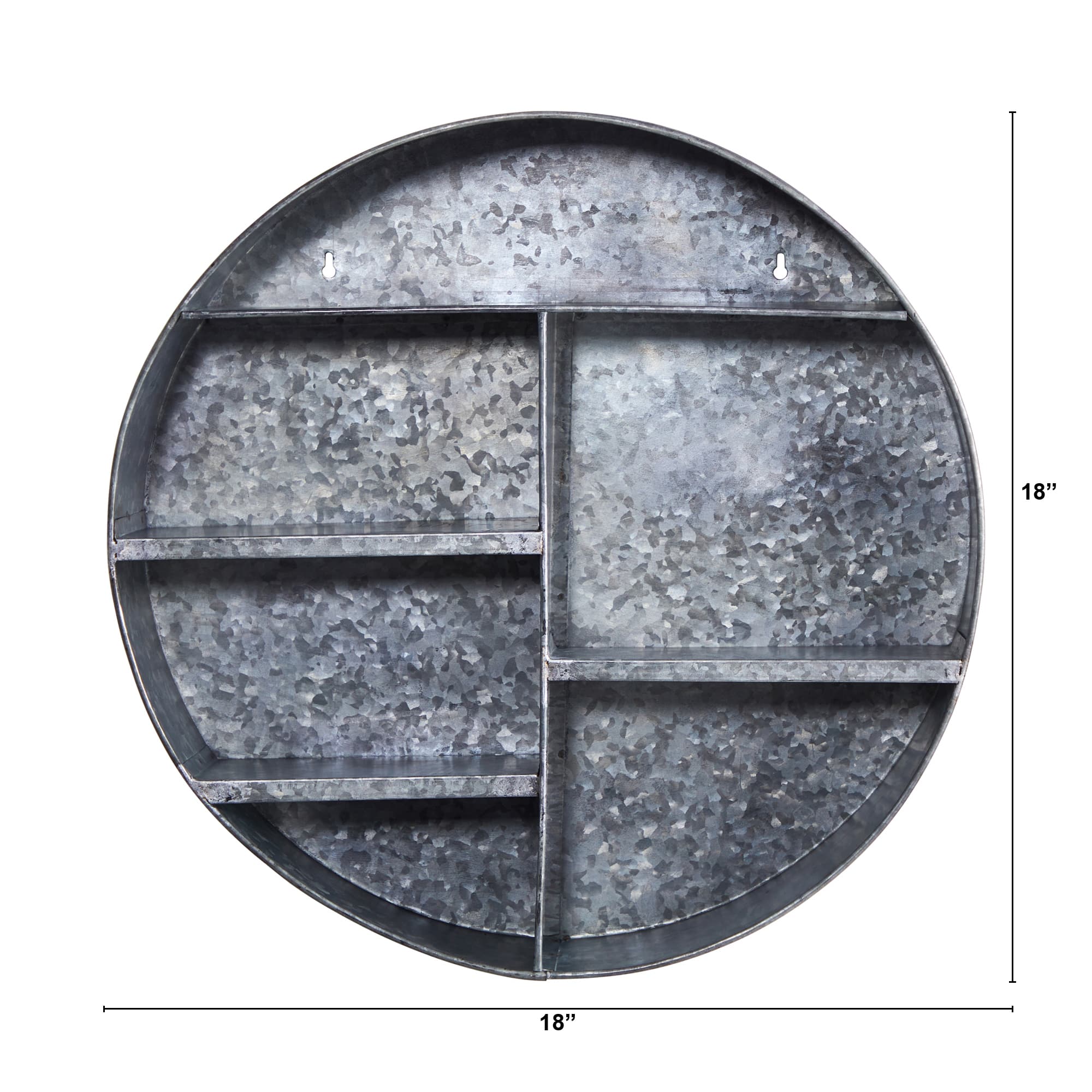 18&#x22; Galvanized Circular Metal Wall Mounted Shelf with Four Tier Shelves