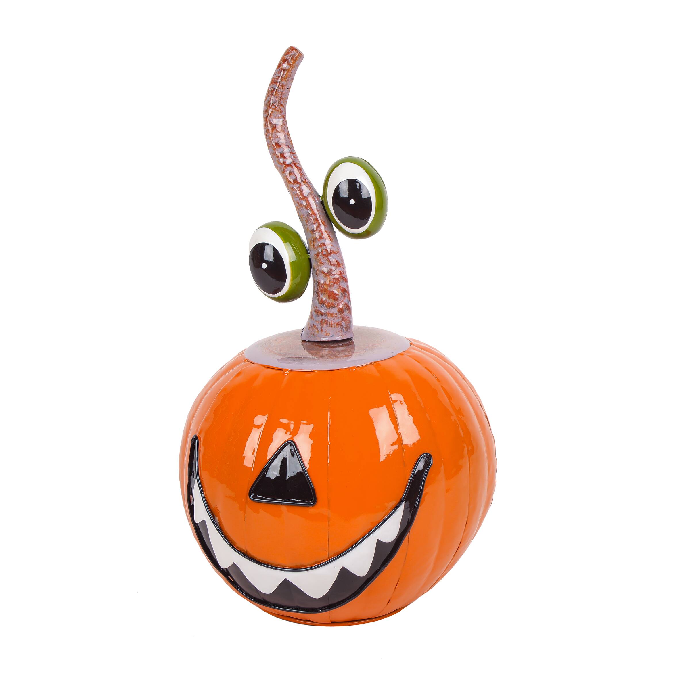 15" Floating Eyes Pumpkin Metal Tabletop Décor