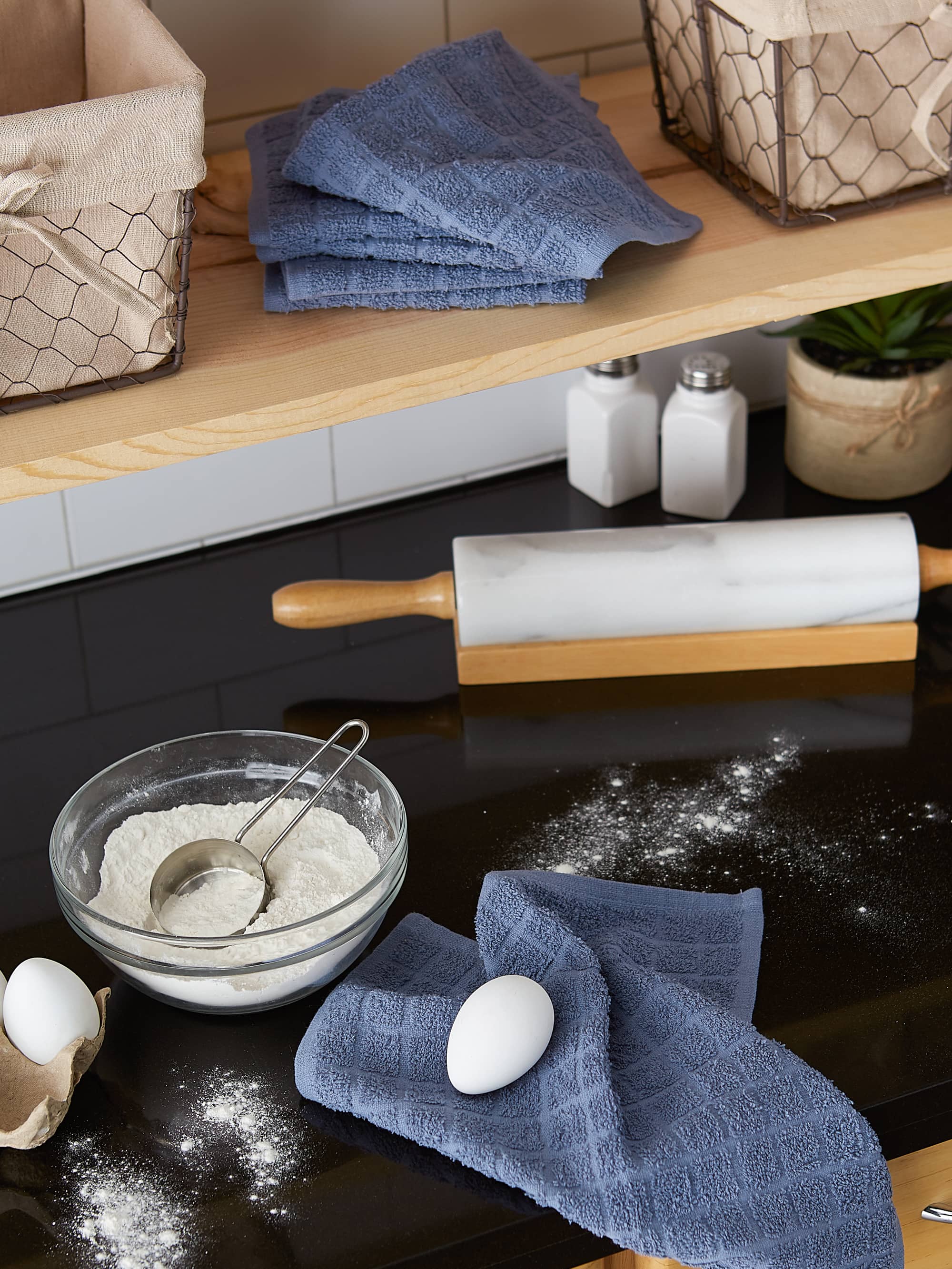 DII® Solid Windowpane Terry Dishcloth Set