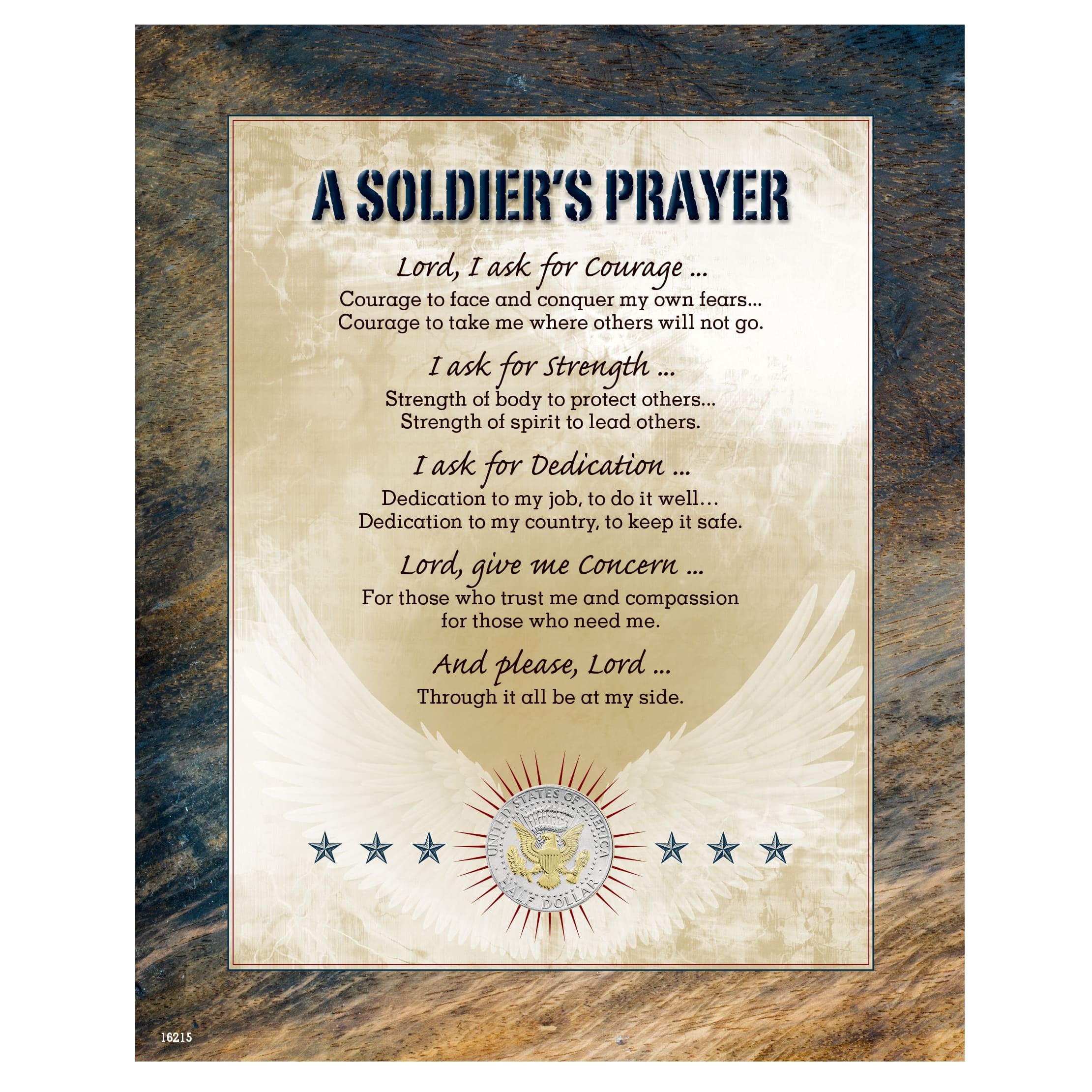 A Soldier&#x27;s Prayer with Genuine JFK Half Dollar Matted Coin