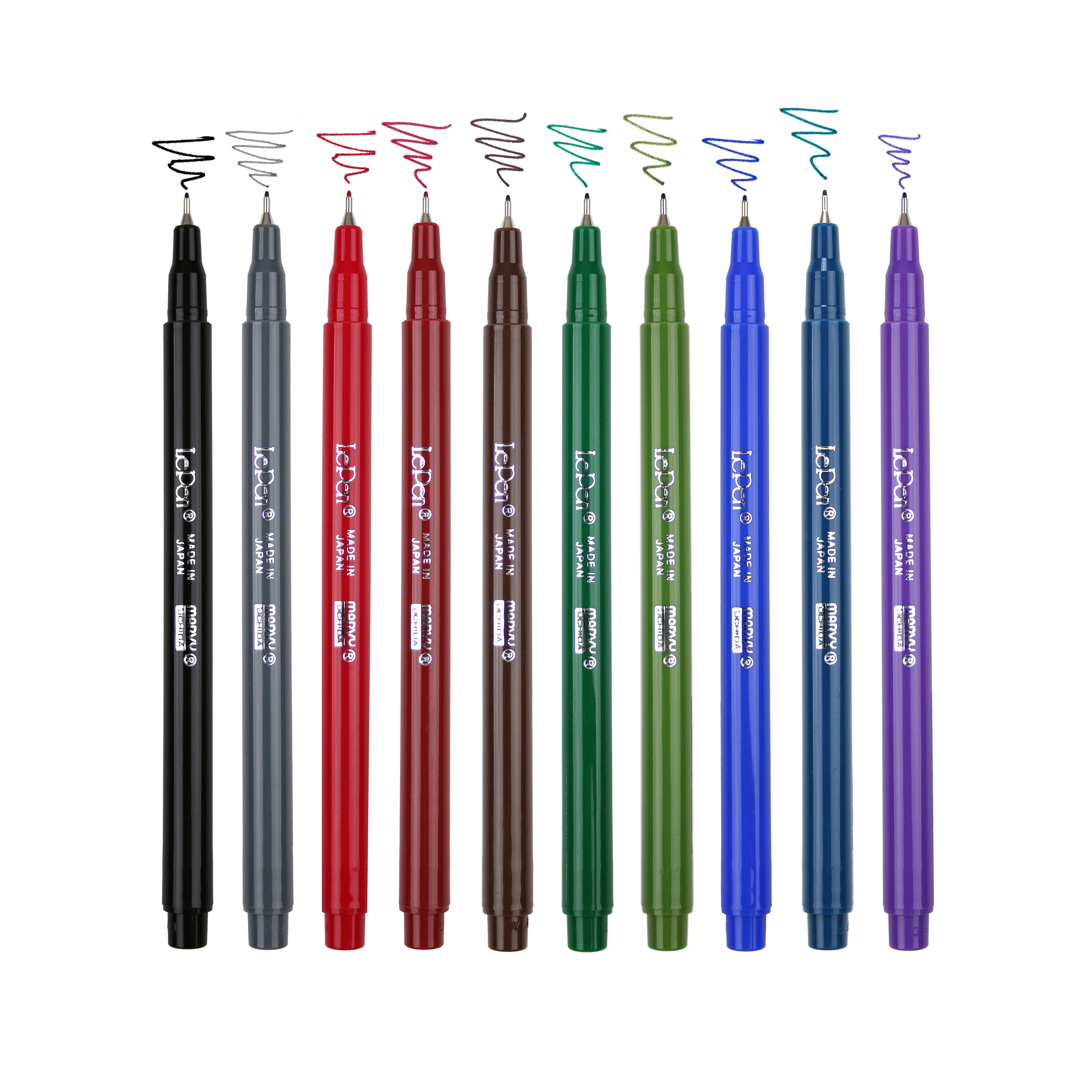 Marvy&#xAE; Uchida LePen&#xAE; Extra Fine 10 Color Dark Pen Set