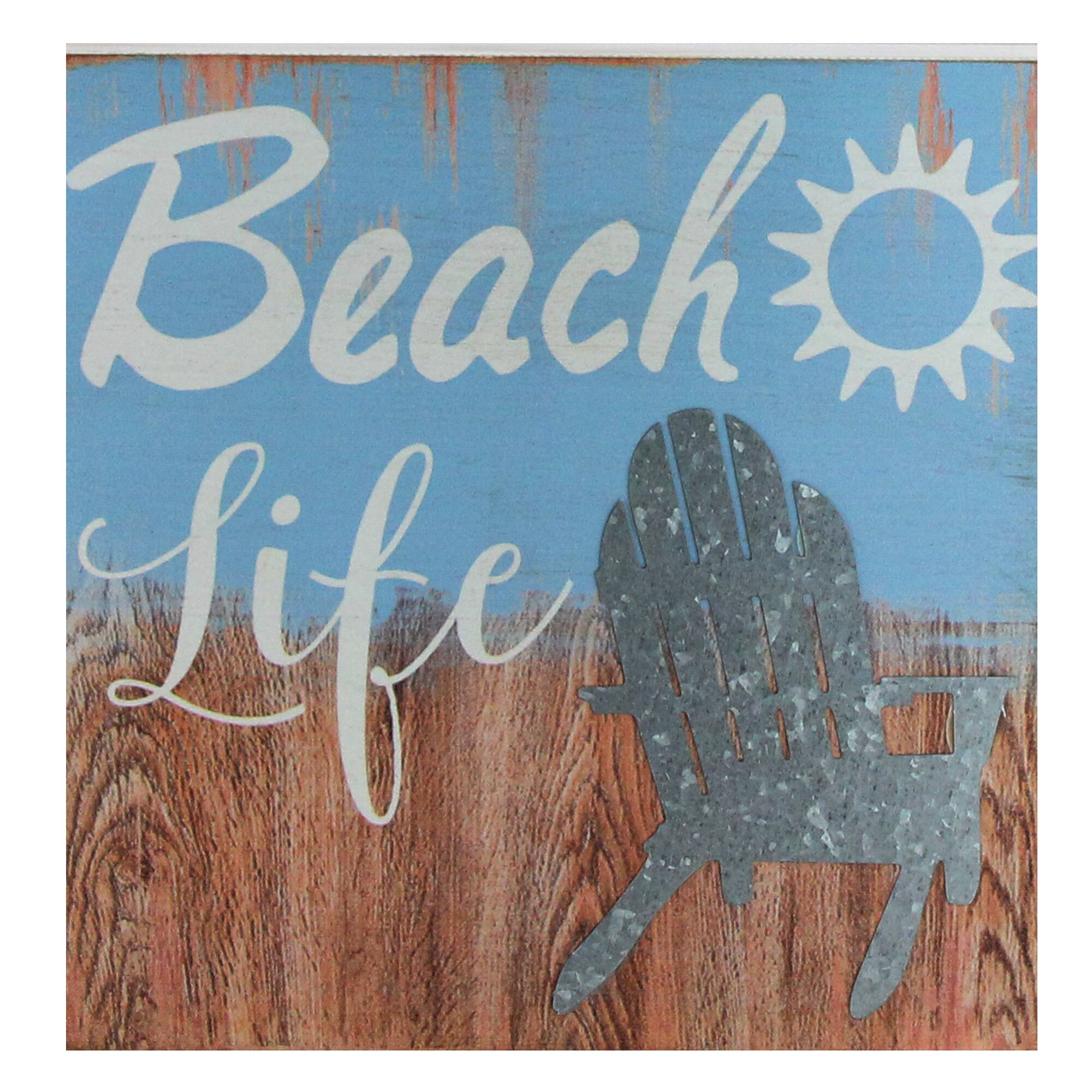 8" Blue & Brown Beach Life Plaque Wall Accent