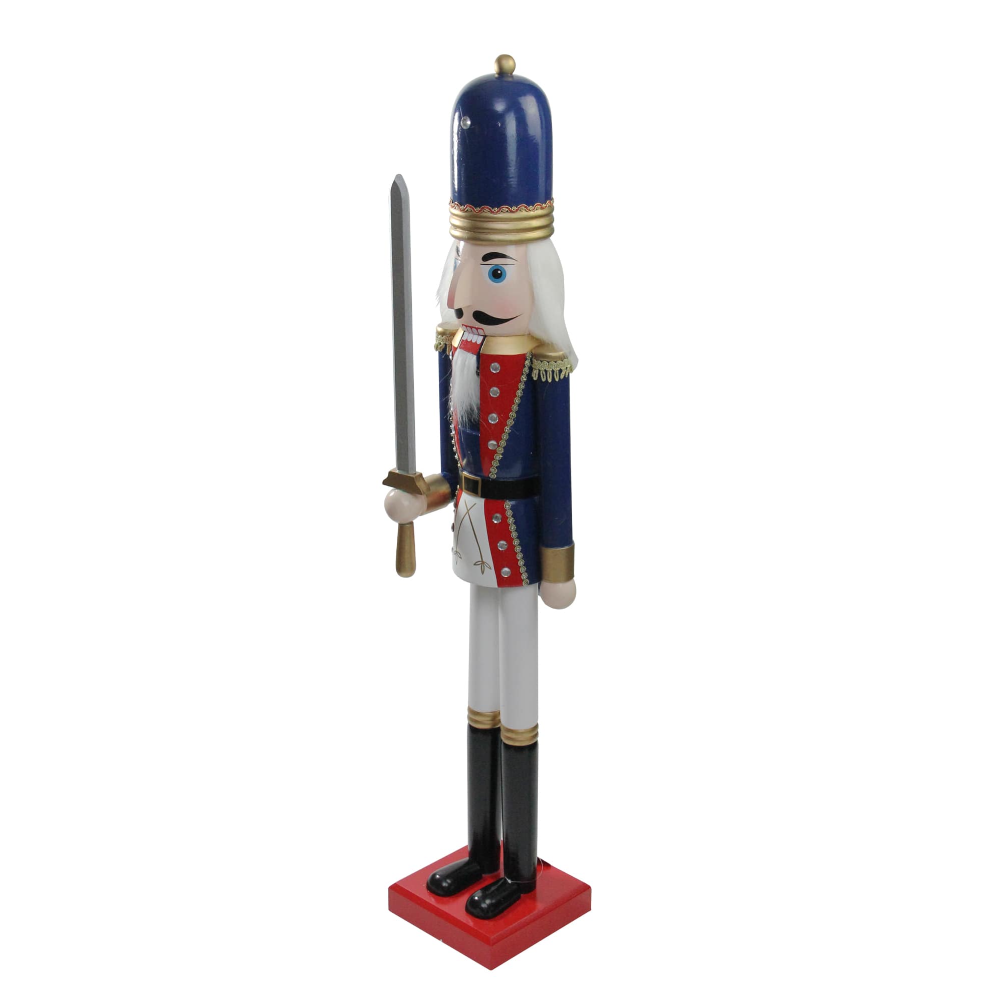 48.25&#x27;&#x27; Blue and White Christmas Nutcracker Soldier with Sword Decoration