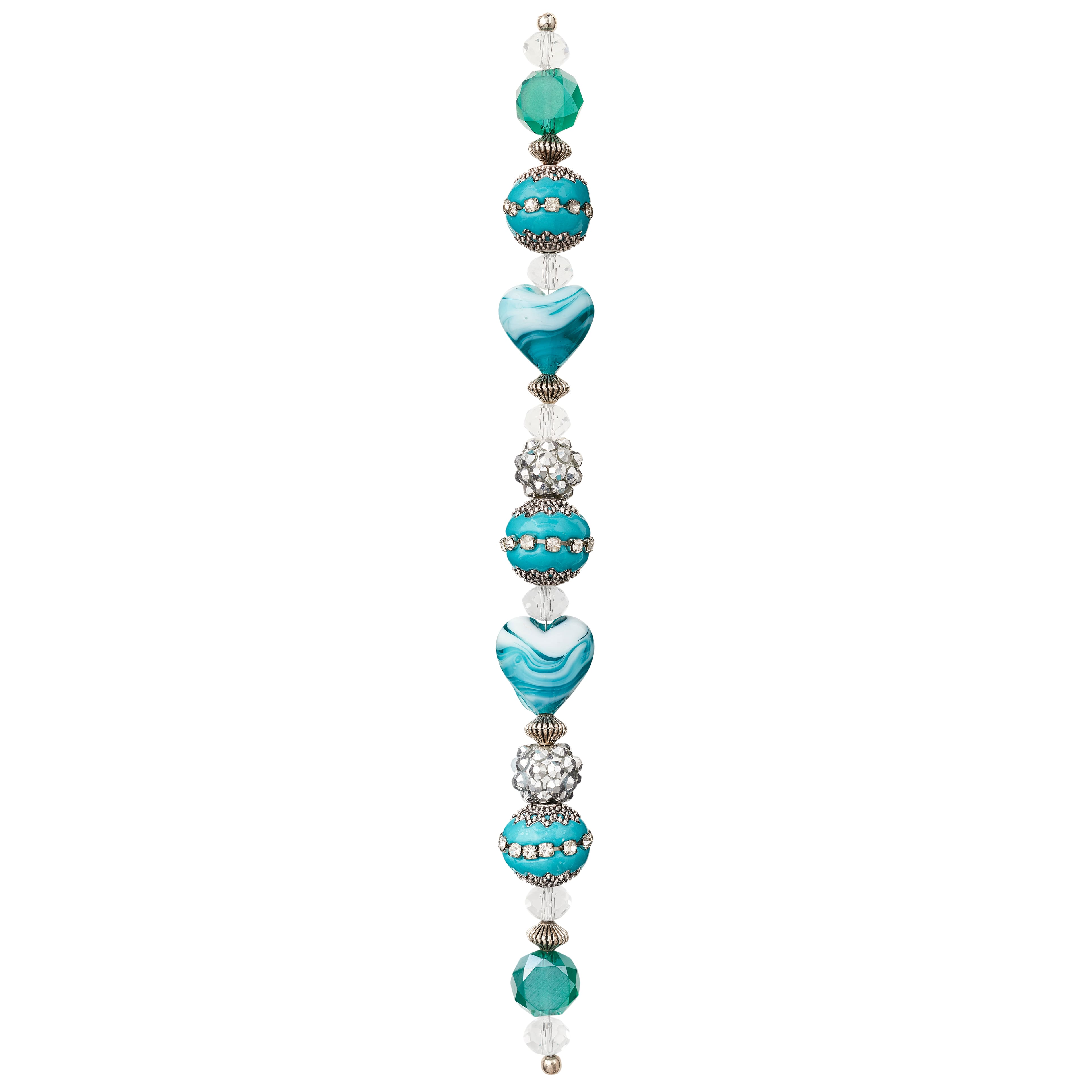 12 Pack: Blue Heart Strung Beads by Bead Landing™