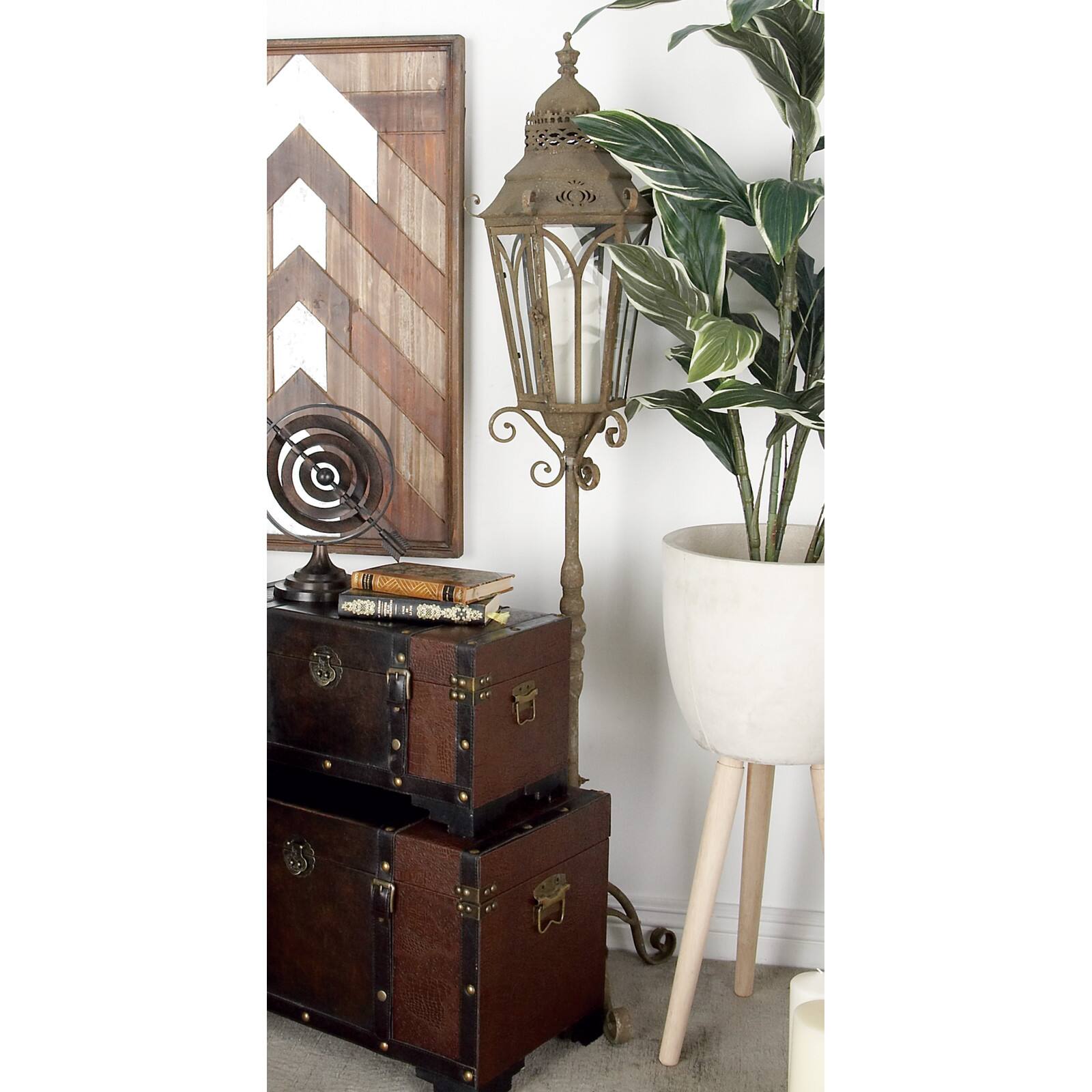 4.5ft. Brown Iron Rustic Candle Holder Lantern