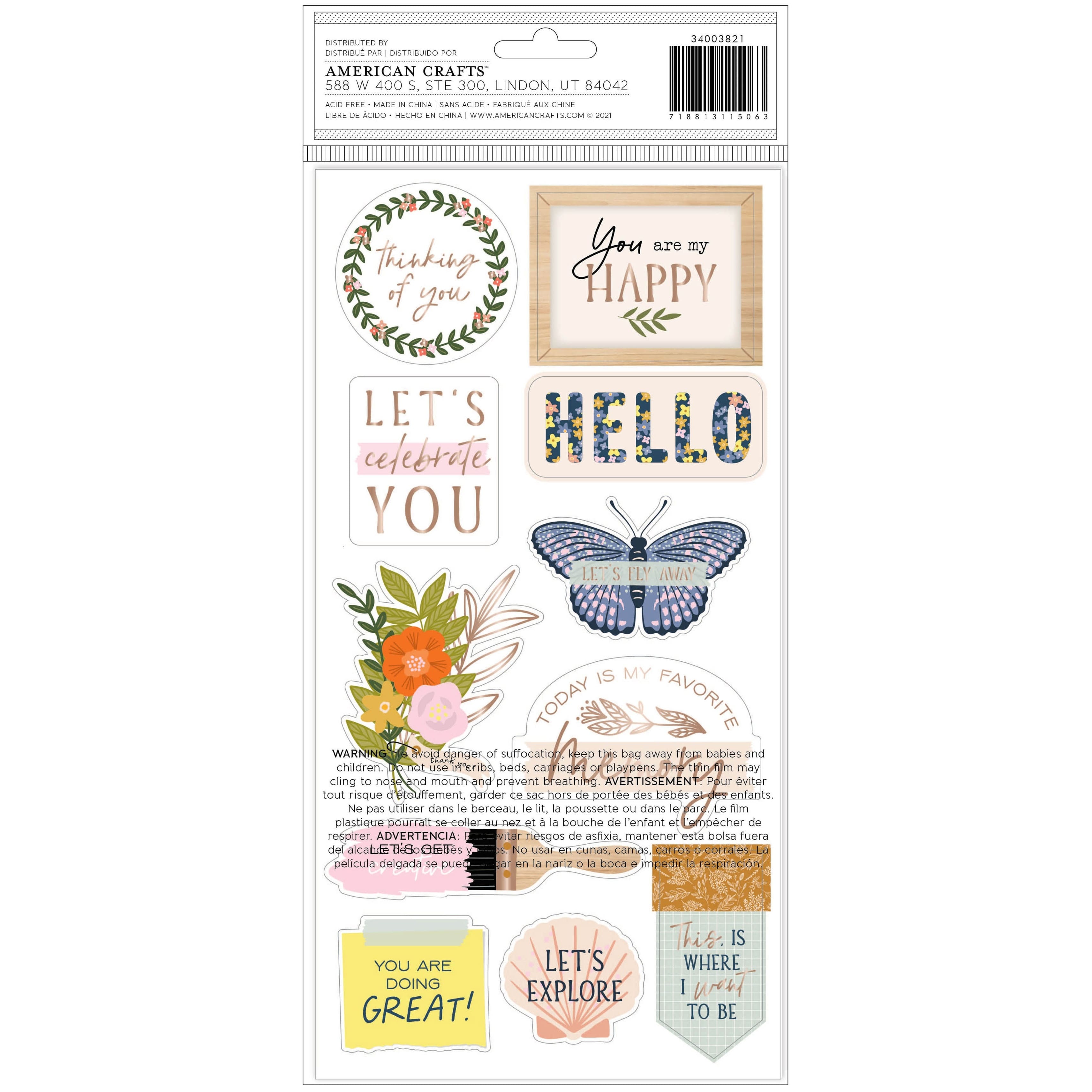 American Crafts&#x2122; Jen Hadfield Live &#x26; Let Grow Thickers Stickers