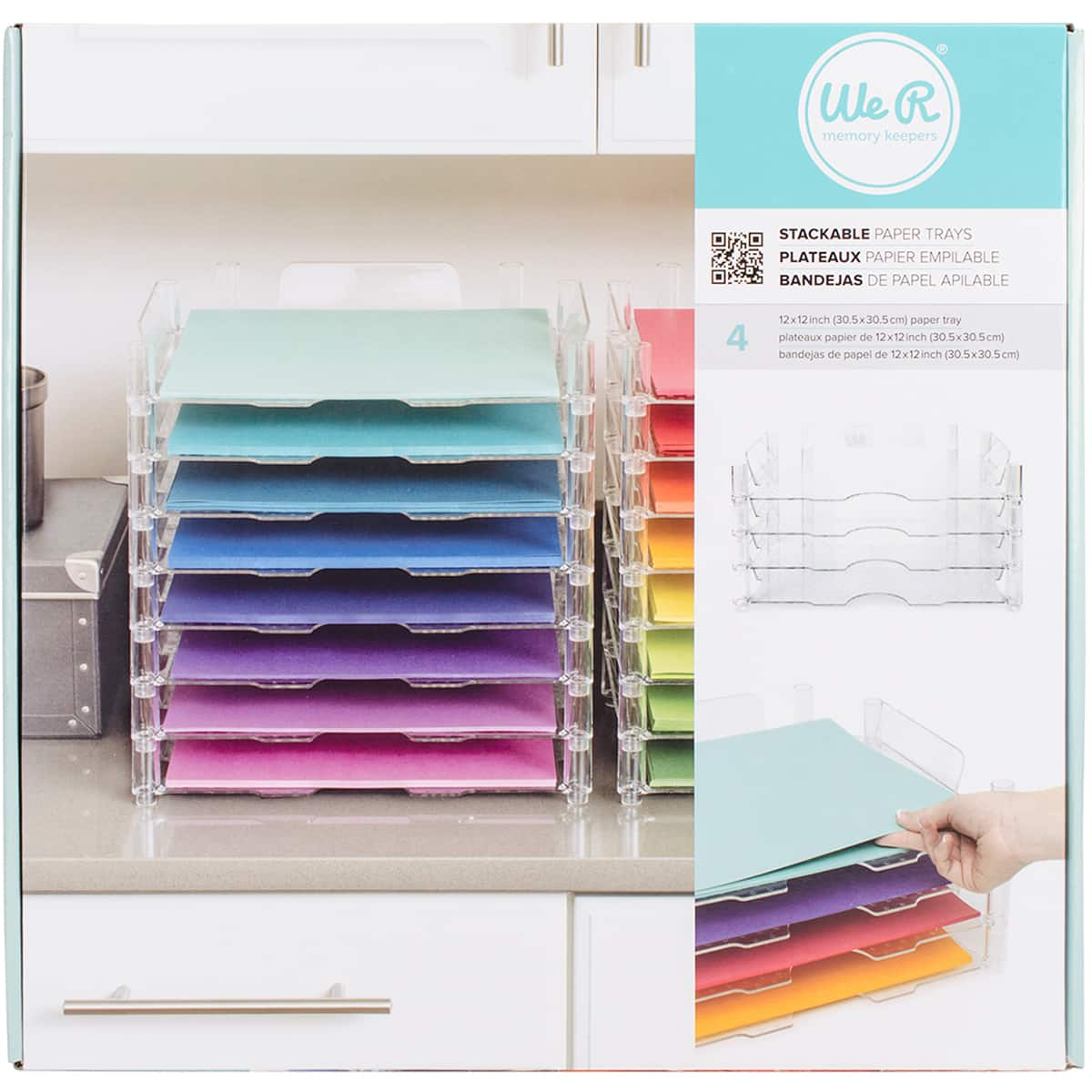 JMIATRY Acrylic Paper Tray Stackable Acrylic Paper Organizer 4