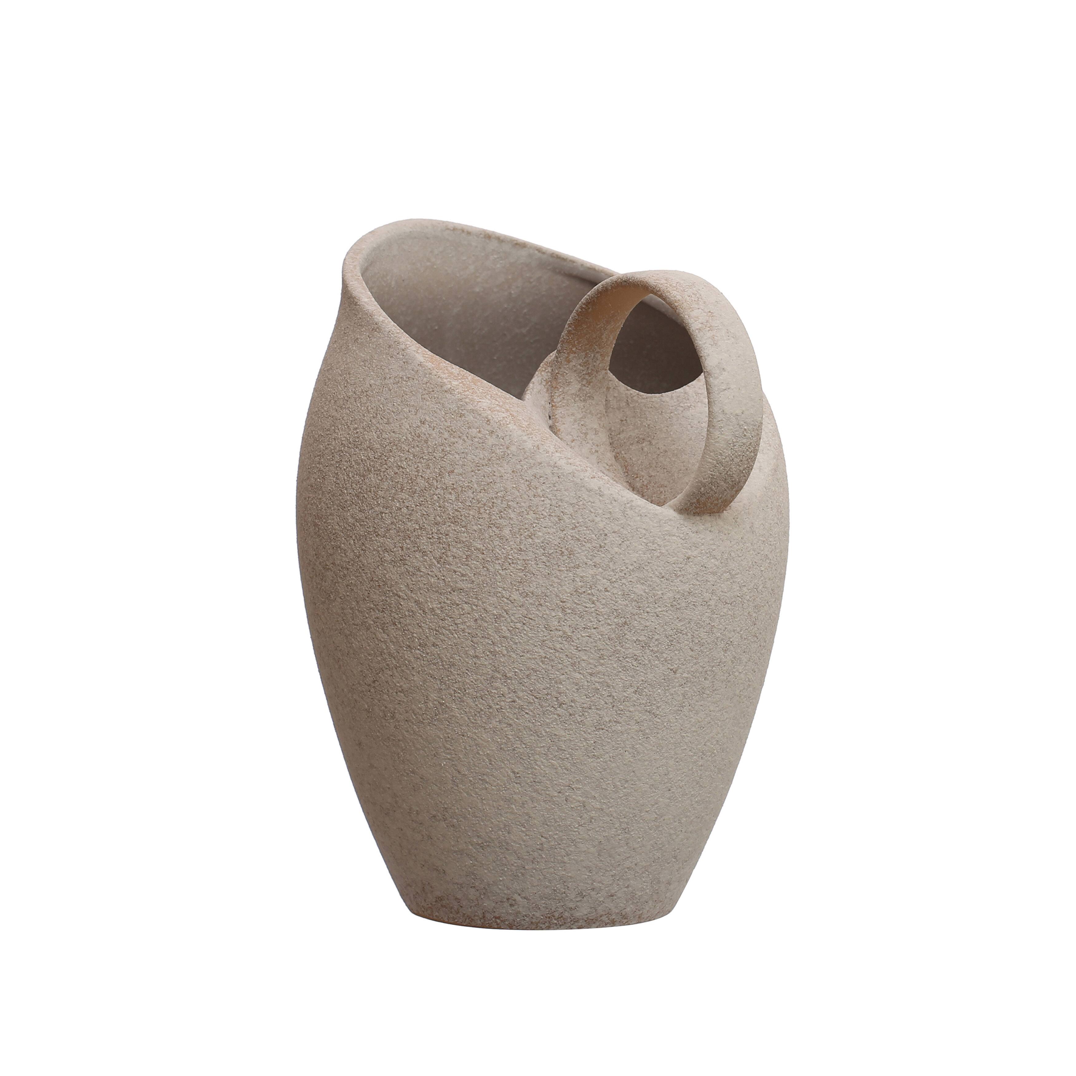 9&#x22; White Textured Stoneware Pitcher in Reactive Glaze