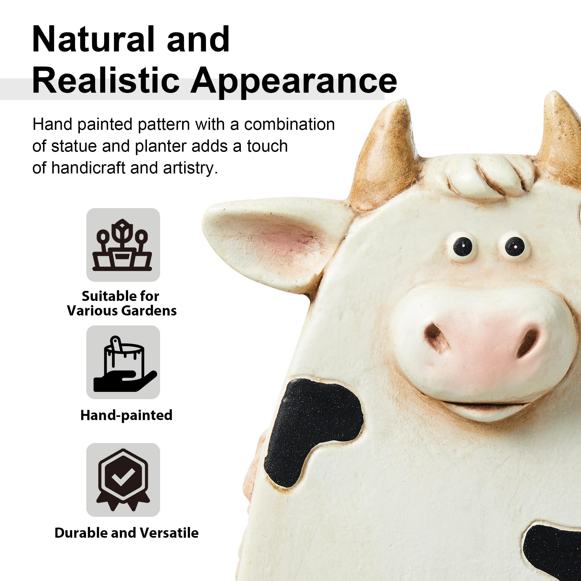 Glitzhome&#xAE; 13&#x22; Cute Cow Statue Planter