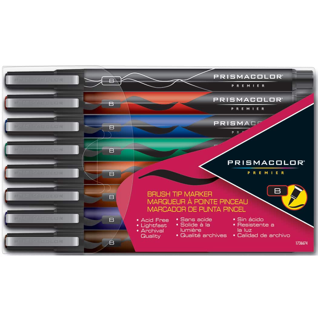 Prismacolor Brush Markers, Set of 8