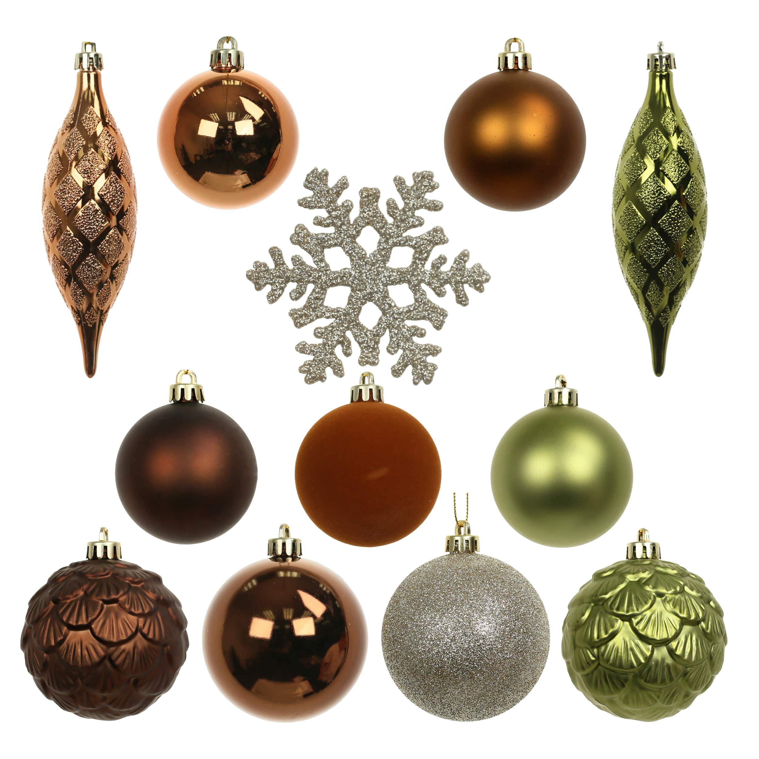 40 Pack Forest Shatterproof Ball, Teardop &#x26; Snowflake Ornaments by Ashland&#xAE;