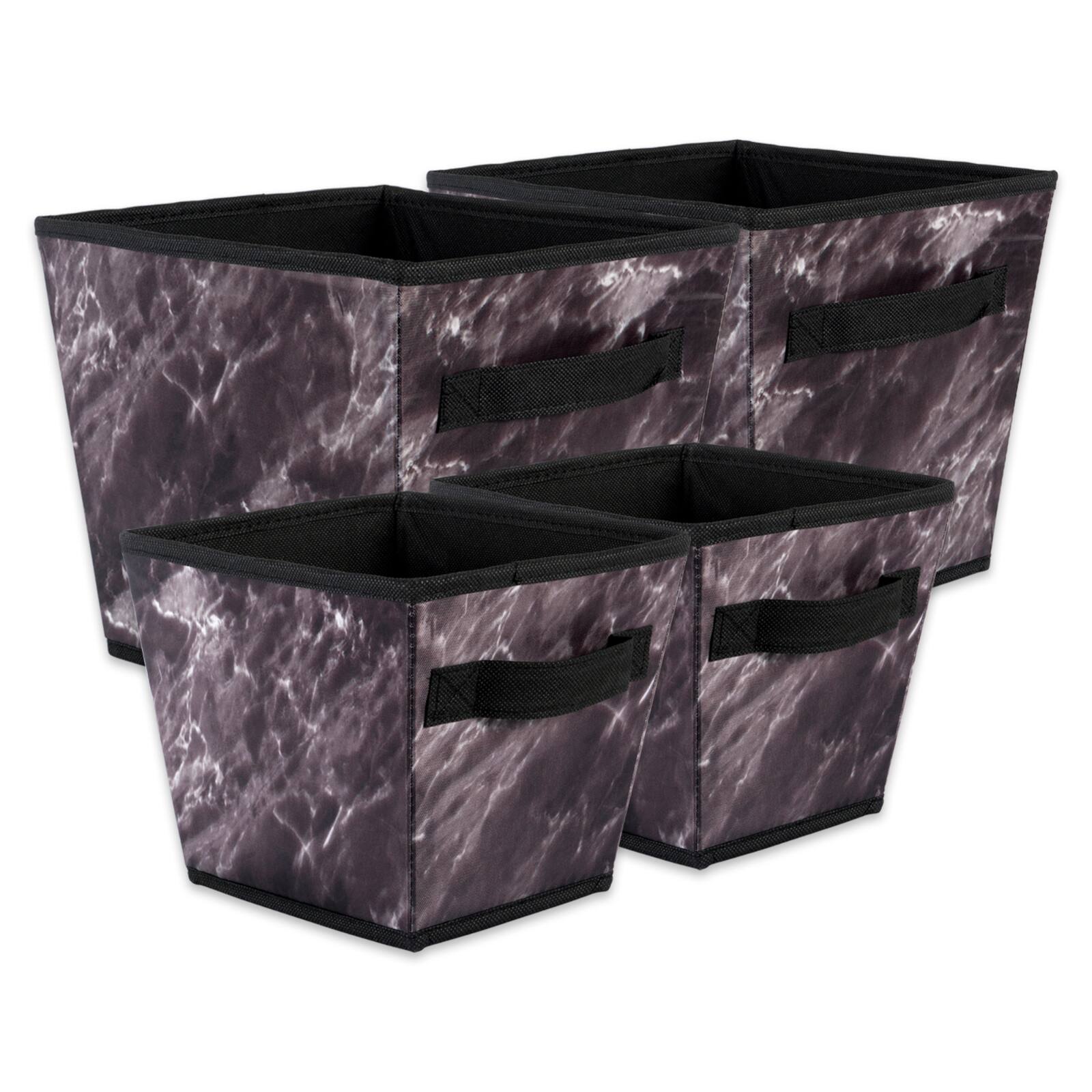 DII&#xAE; Black Marble Trapezoid Mixed Laundy Bin Set, 4ct.