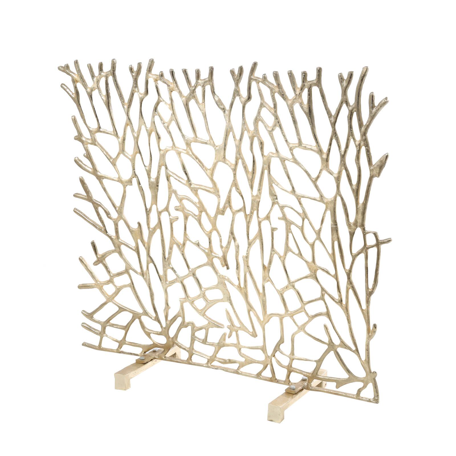 Coral Inspired Single Panel Aluminum Fireplace Screen