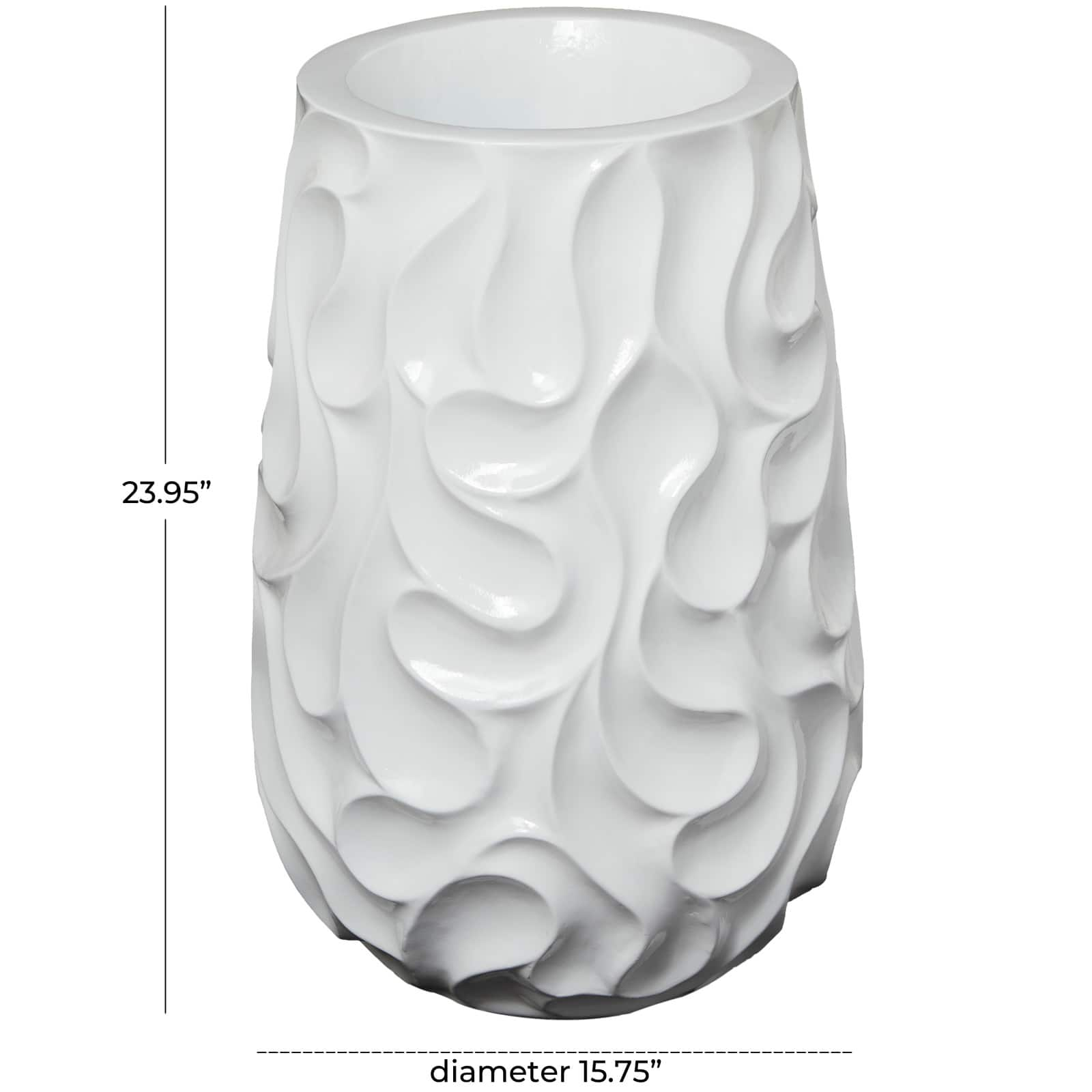 24&#x22; White Wave Textured Vase