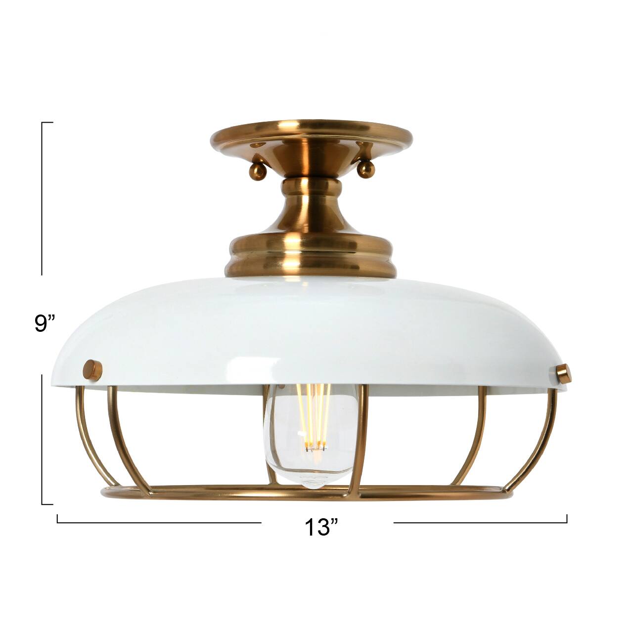 Hello Honey® 13" Wide Caged Dome Metal Semi-Flush Mount Ceiling Light