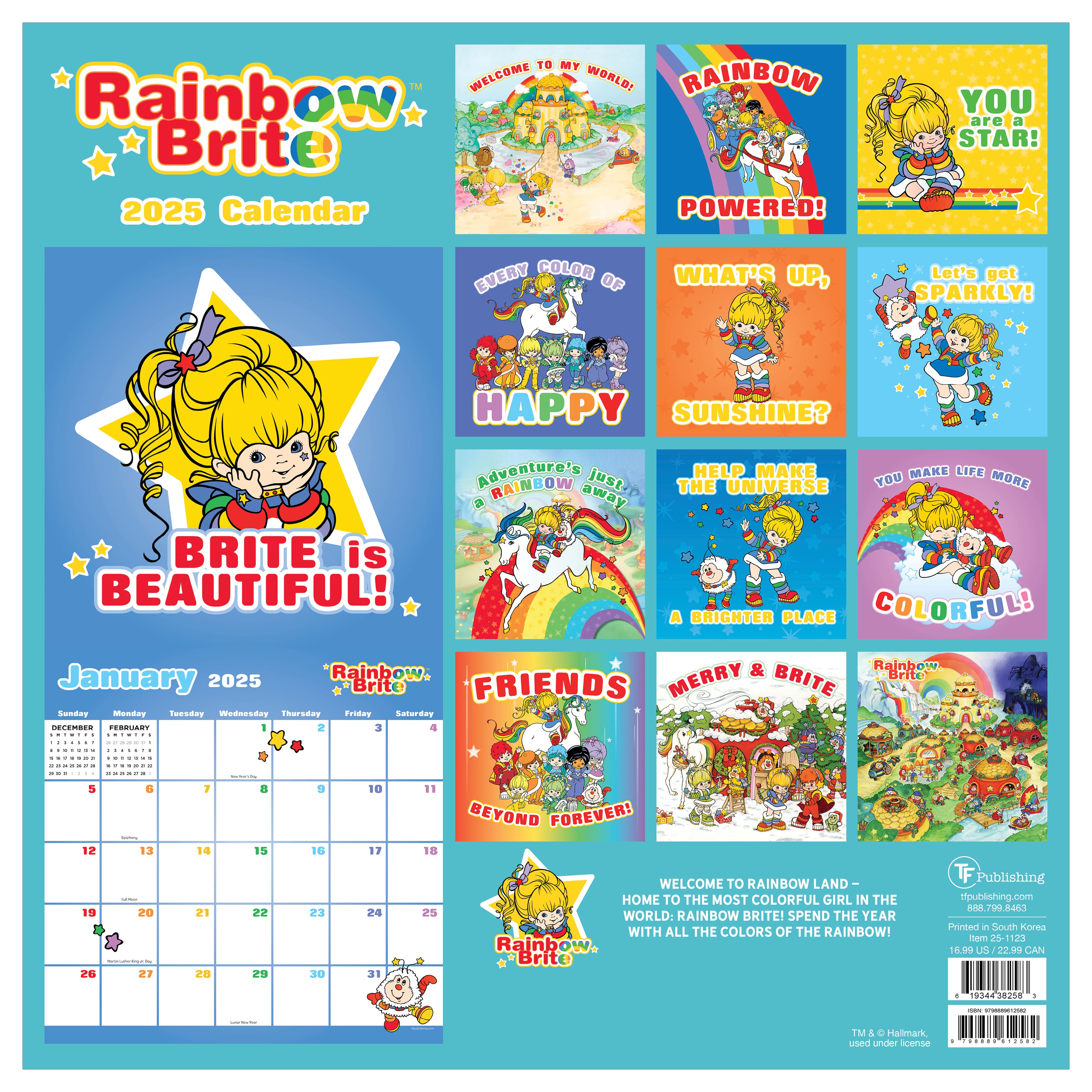 TF Publishing 2025 Rainbow Brite Wall Calendar