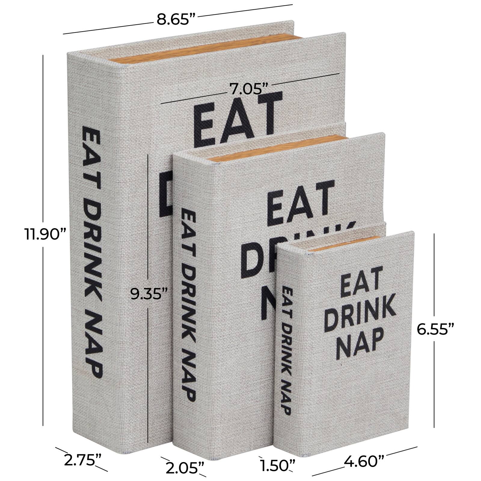 Light Gray Eat Drink Nap Linen Storage Book Box Set